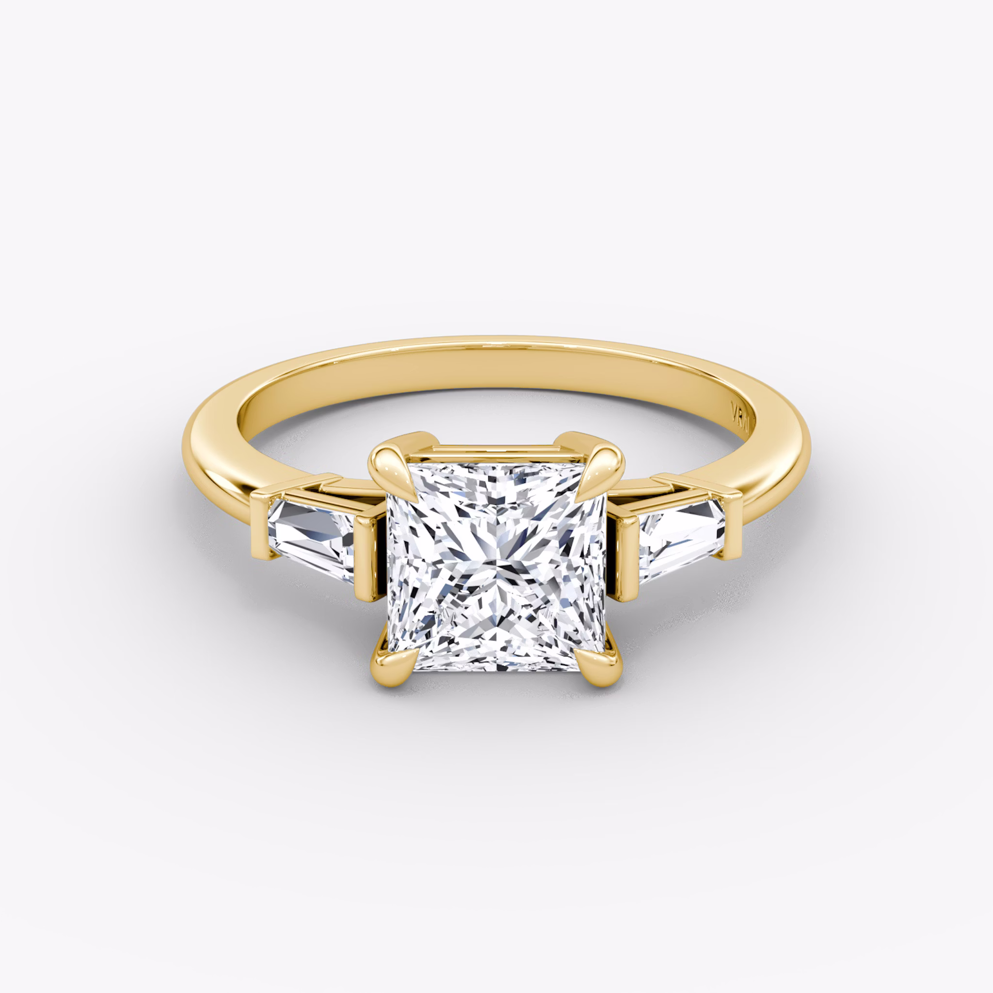 The Tapered Baguette Three Stone | Princess | 18k | Yellow Gold | bandAccent: Plain | excludeFromFeed: null | diamondOrientation: vertical | caratWeight: other