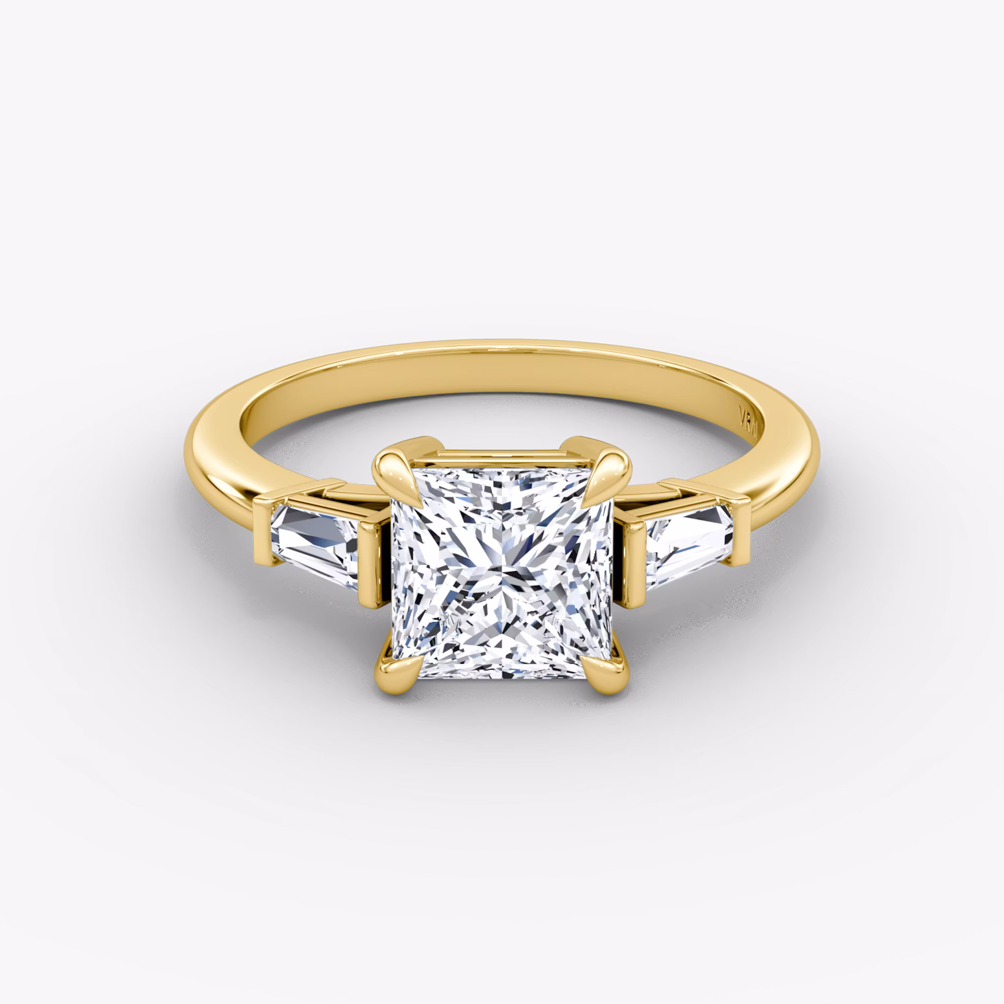 The Tapered Baguette Three Stone Princess | Yellow Gold