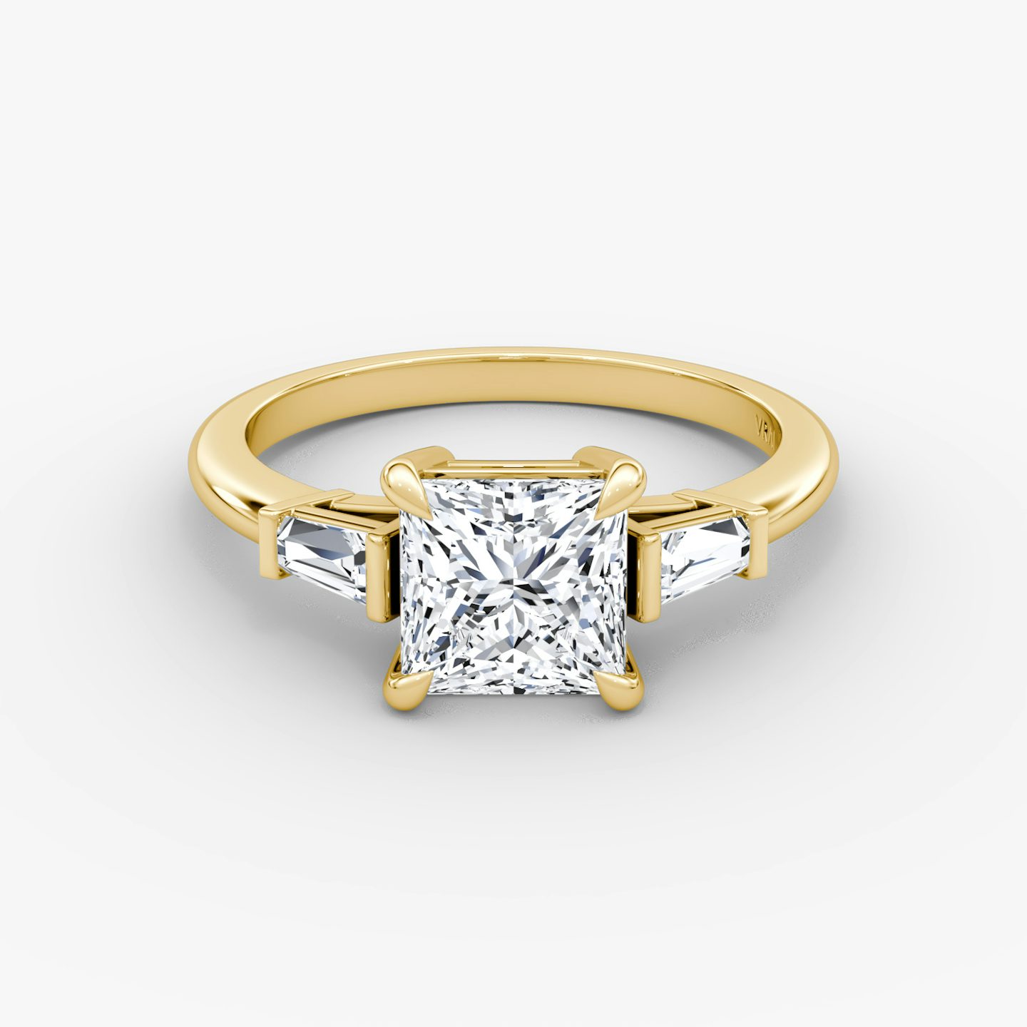 The Tapered Baguette Three Stone | Princess | 18k | Yellow Gold | bandAccent: Plain | excludeFromFeed: null | diamondOrientation: vertical | caratWeight: other