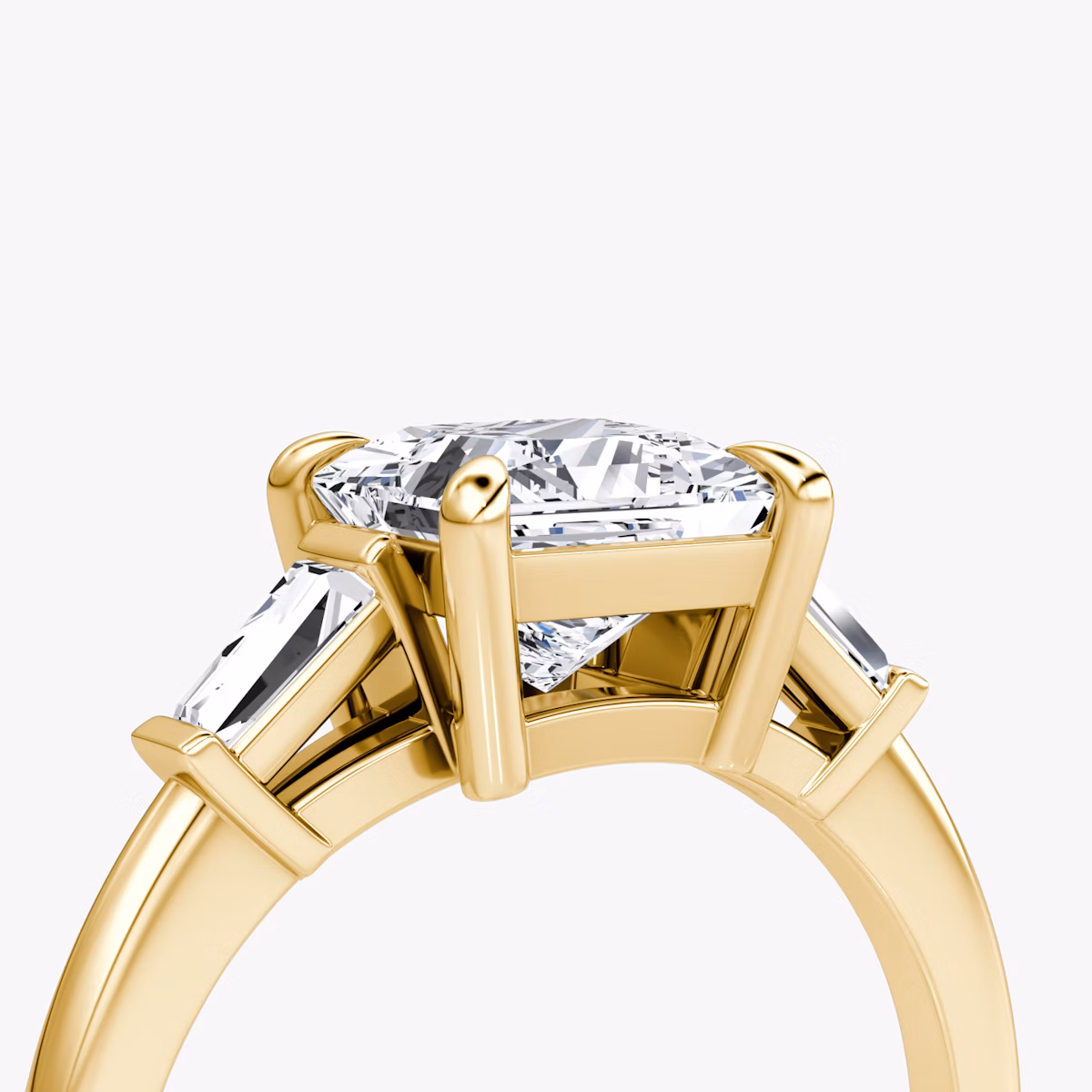 The Tapered Baguette Three Stone | Princess | 18k | Yellow Gold | bandAccent: Plain | caratWeight: 1.0ct | excludeFromFeed: null | diamondOrientation: vertical