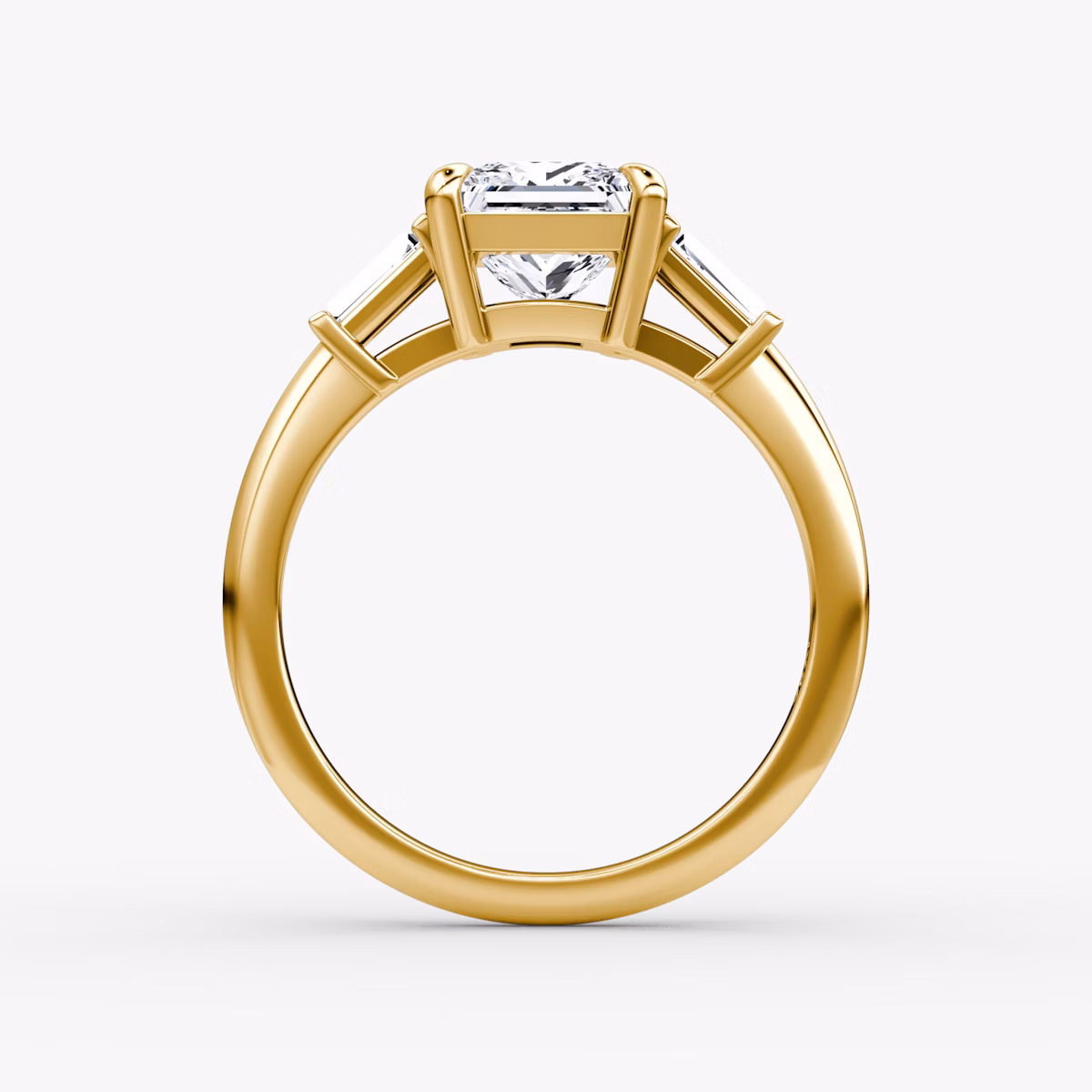 The Tapered Baguette Three Stone | Princess | 18k | Yellow Gold | bandAccent: Plain | caratWeight: 1.0ct | excludeFromFeed: null | diamondOrientation: vertical