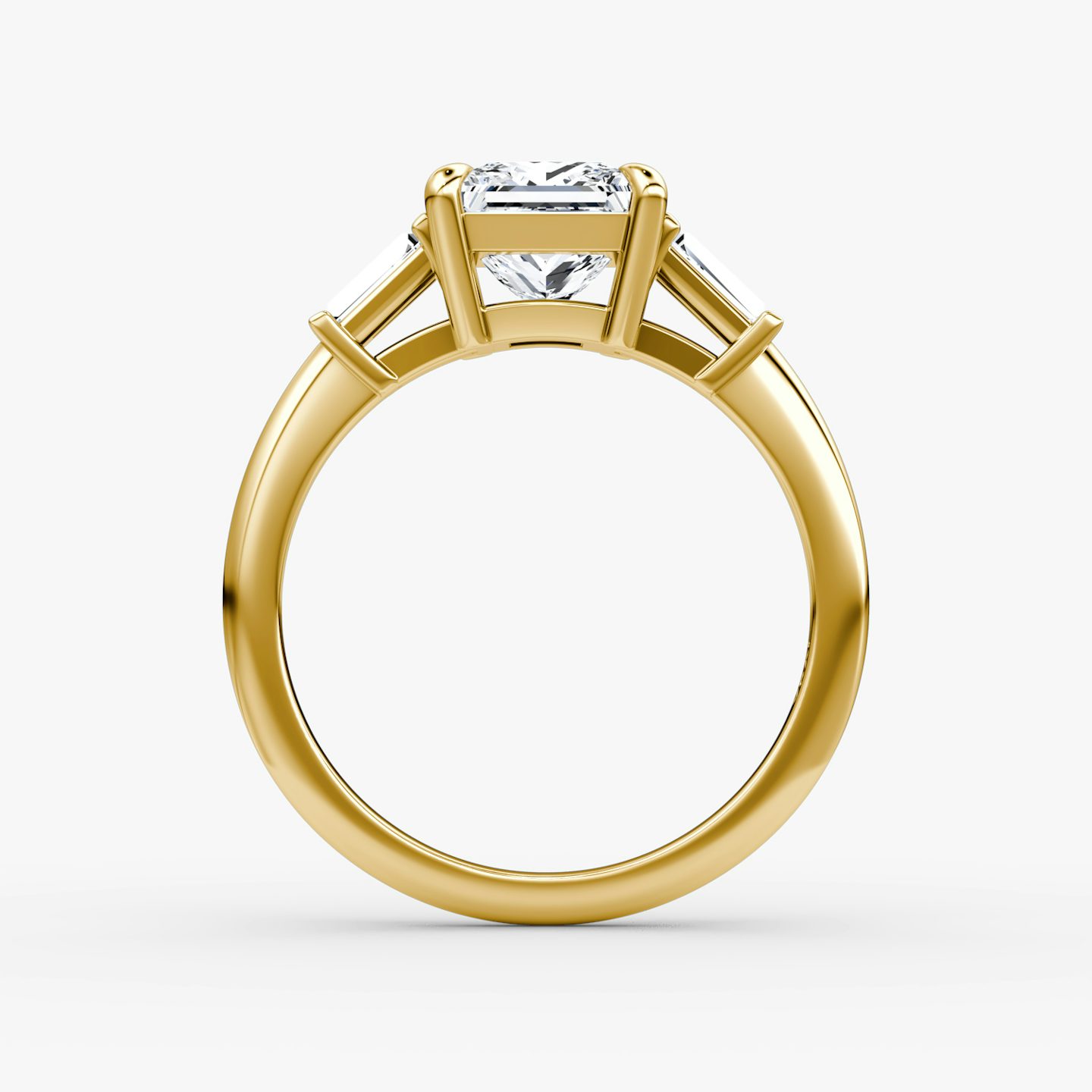 The Tapered Baguette Three Stone | Princess | 18k | Yellow Gold | bandAccent: Plain | excludeFromFeed: null | diamondOrientation: vertical | caratWeight: other