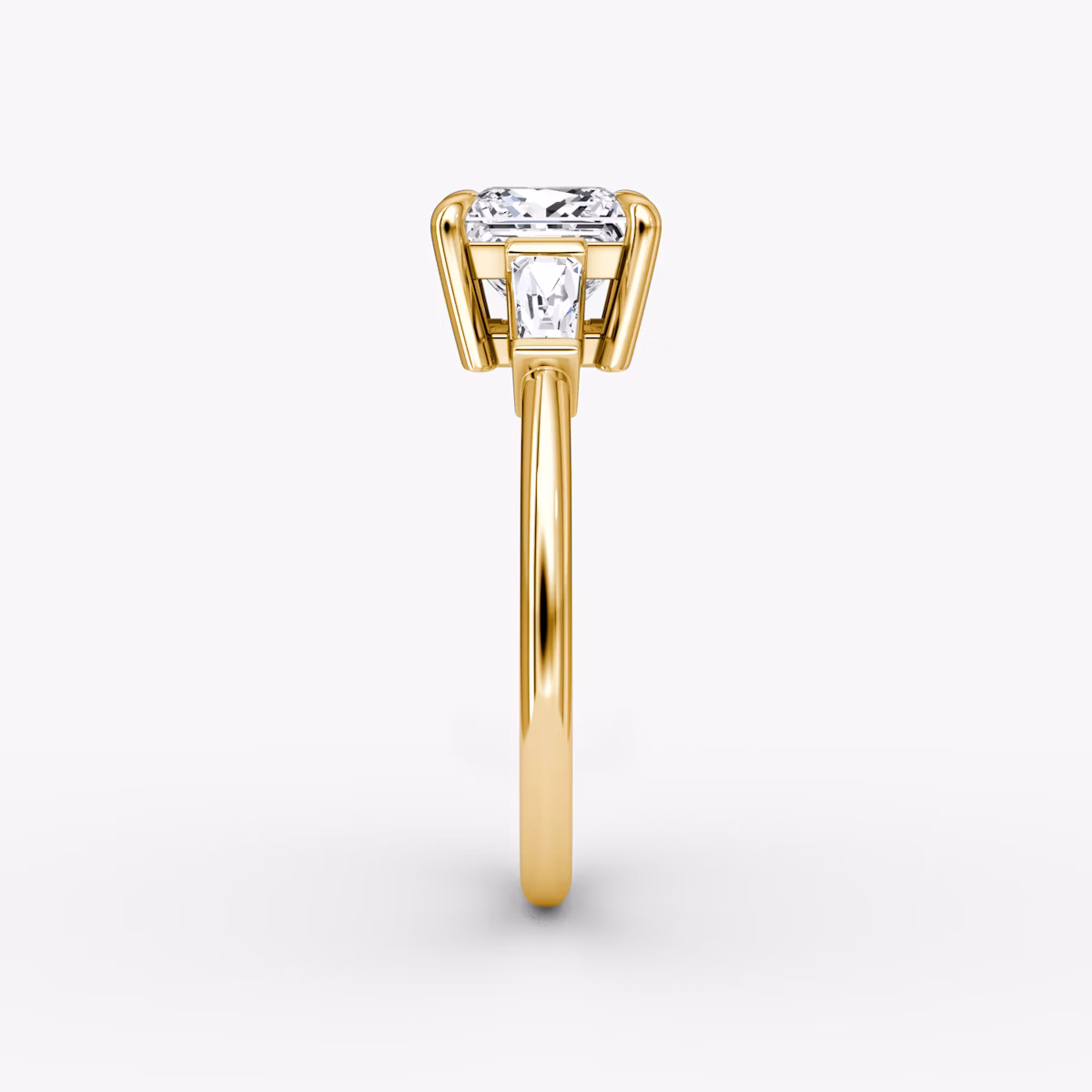 The Tapered Baguette Three Stone | Princess | 18k | Yellow Gold | bandAccent: Plain | caratWeight: 1.0ct | excludeFromFeed: null | diamondOrientation: vertical