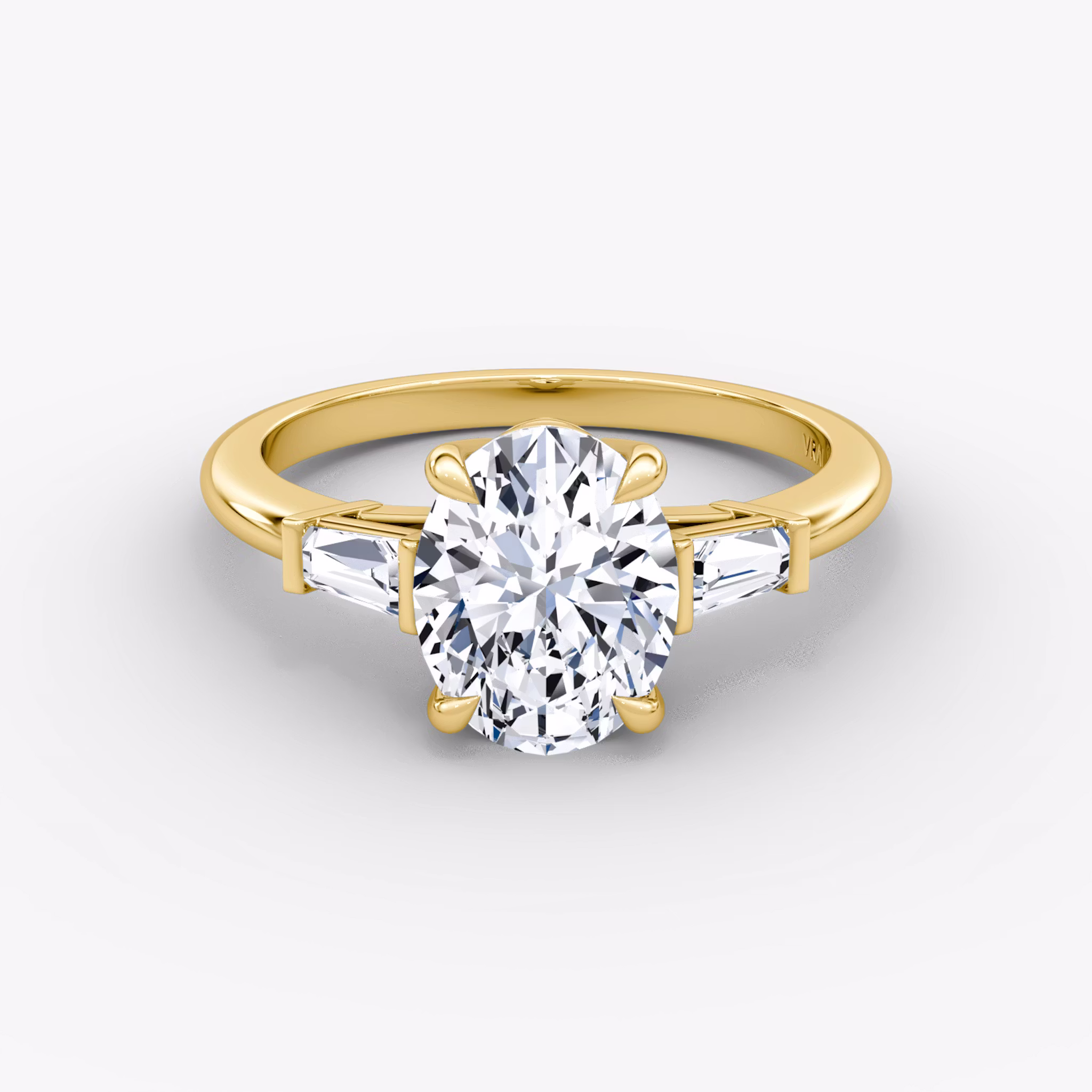 The Tapered Baguette Three Stone Oval | Yellow Gold