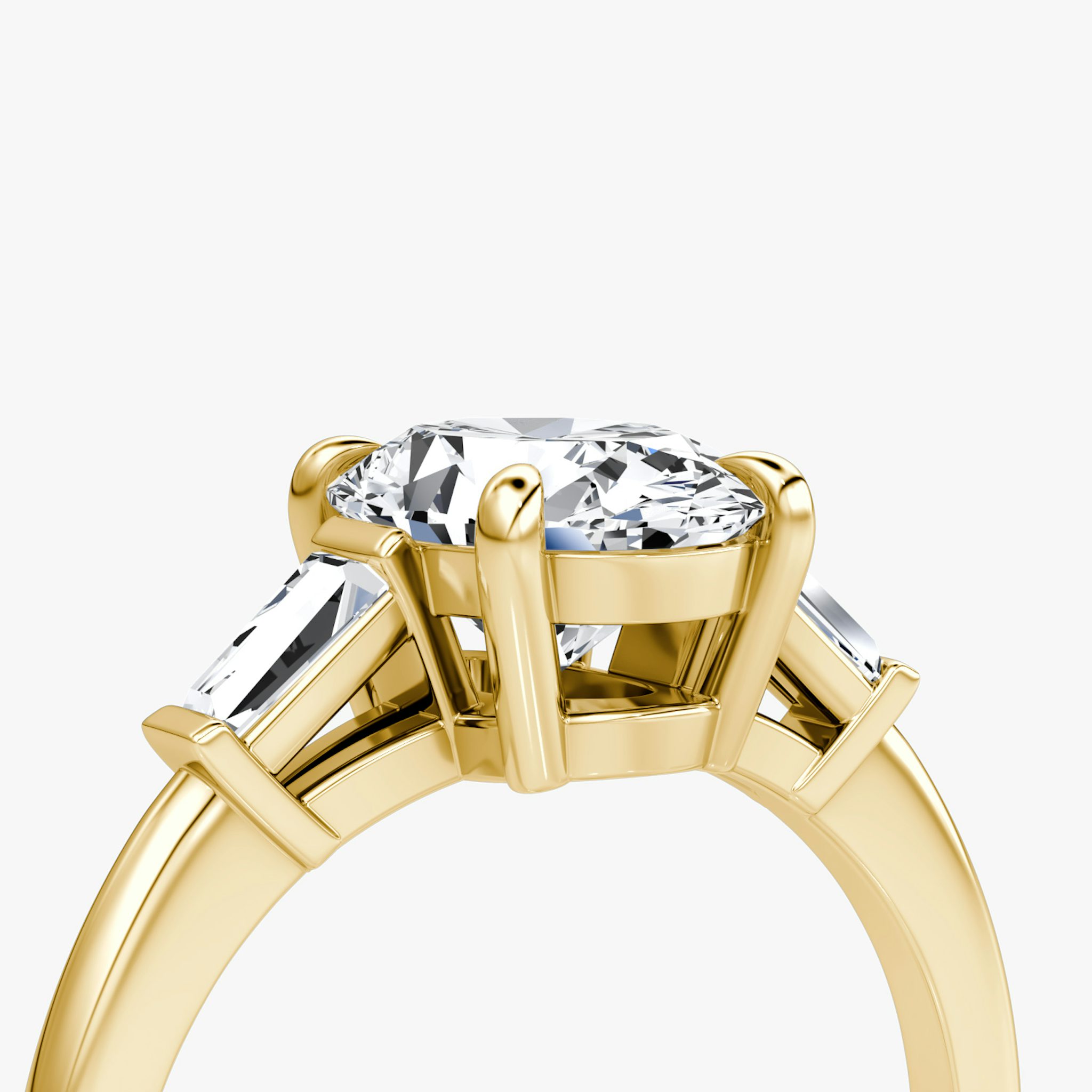 The Tapered Baguette Three Stone | Oval | 18k | Yellow Gold | bandAccent: Plain | excludeFromFeed: null | diamondOrientation: vertical | caratWeight: other