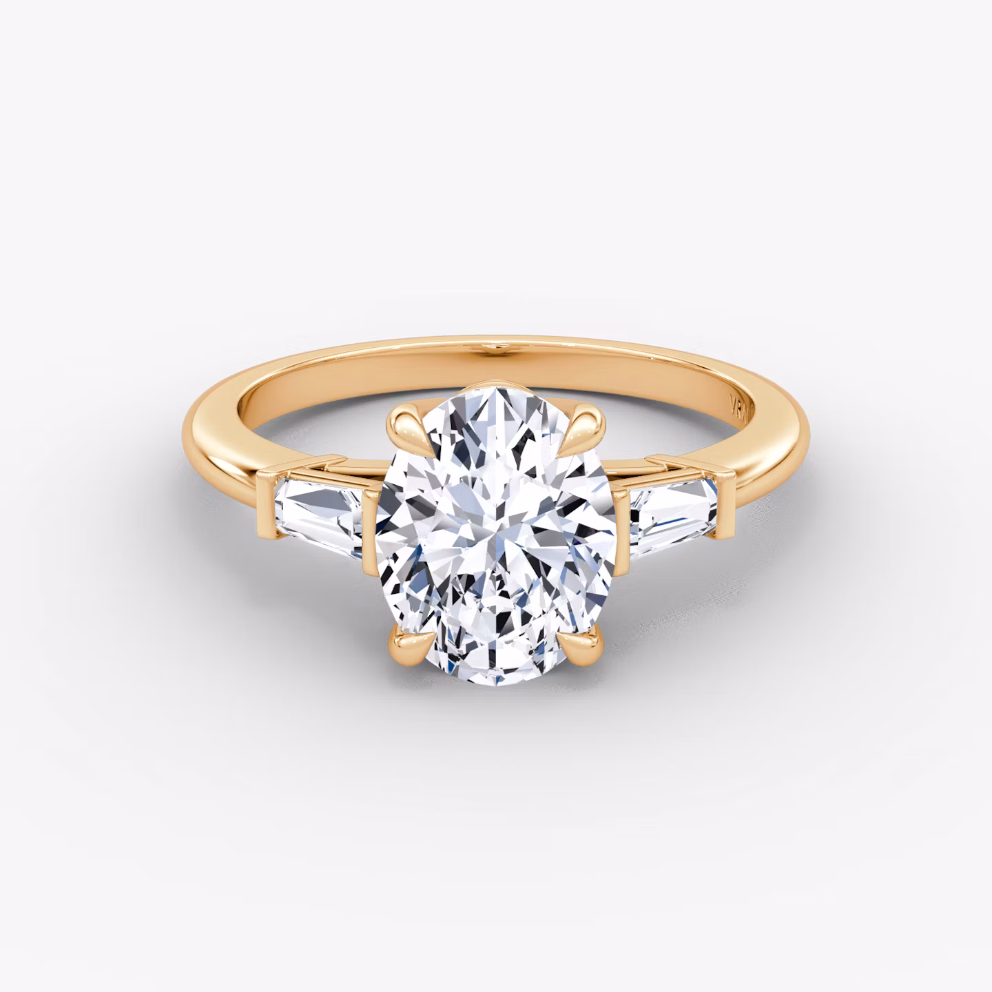 The Tapered Baguette Three Stone Oval | Rose Gold