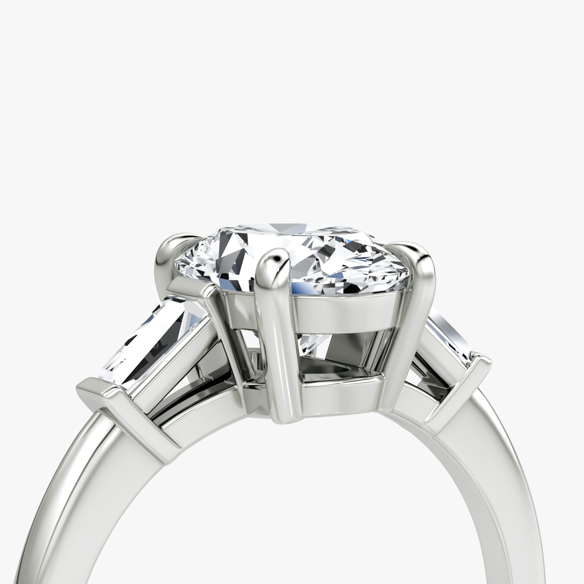 The Tapered Baguette Three Stone | Oval | Platinum | bandAccent: Plain | excludeFromFeed: null | diamondOrientation: vertical | caratWeight: other