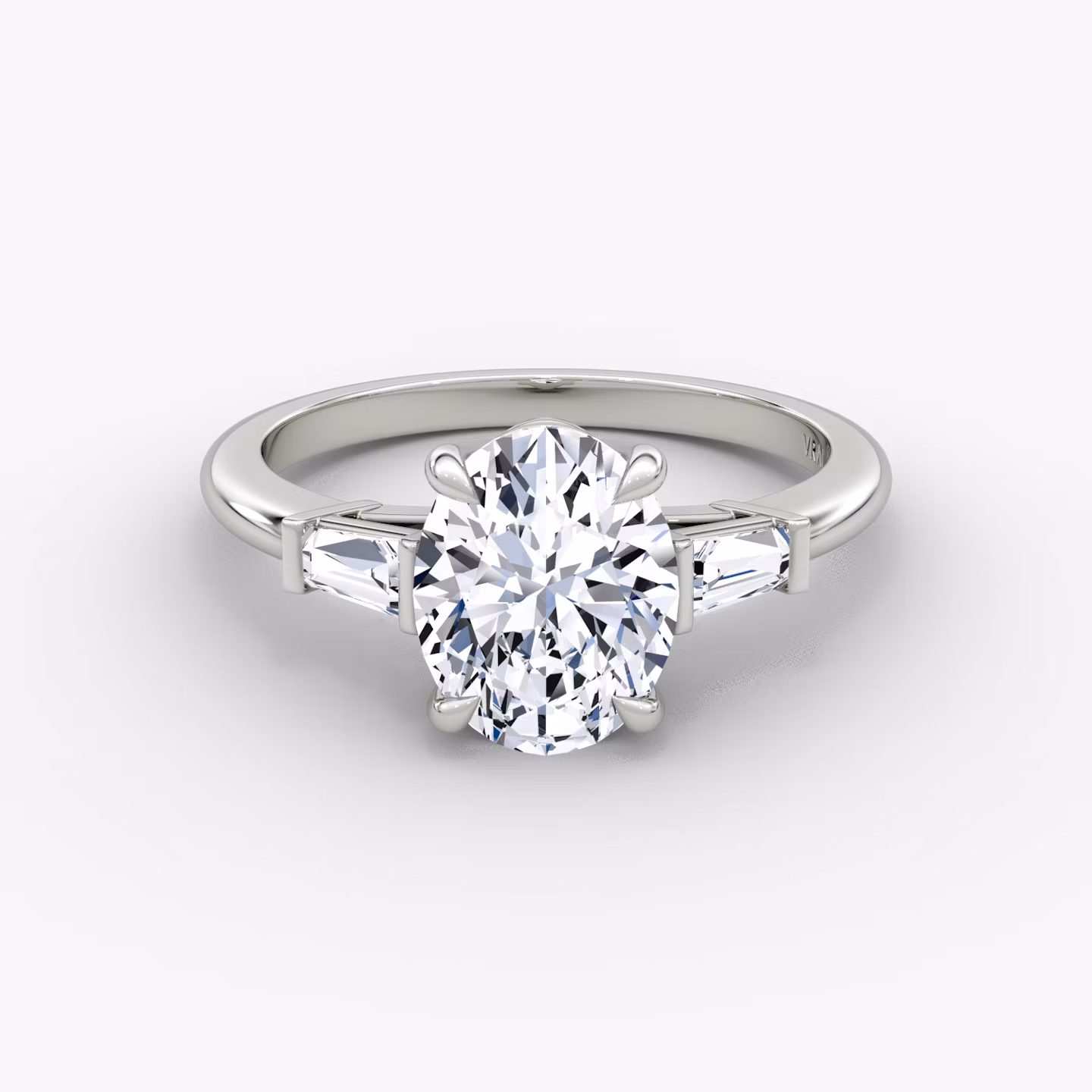 The Tapered Baguette Three Stone Oval | White Gold