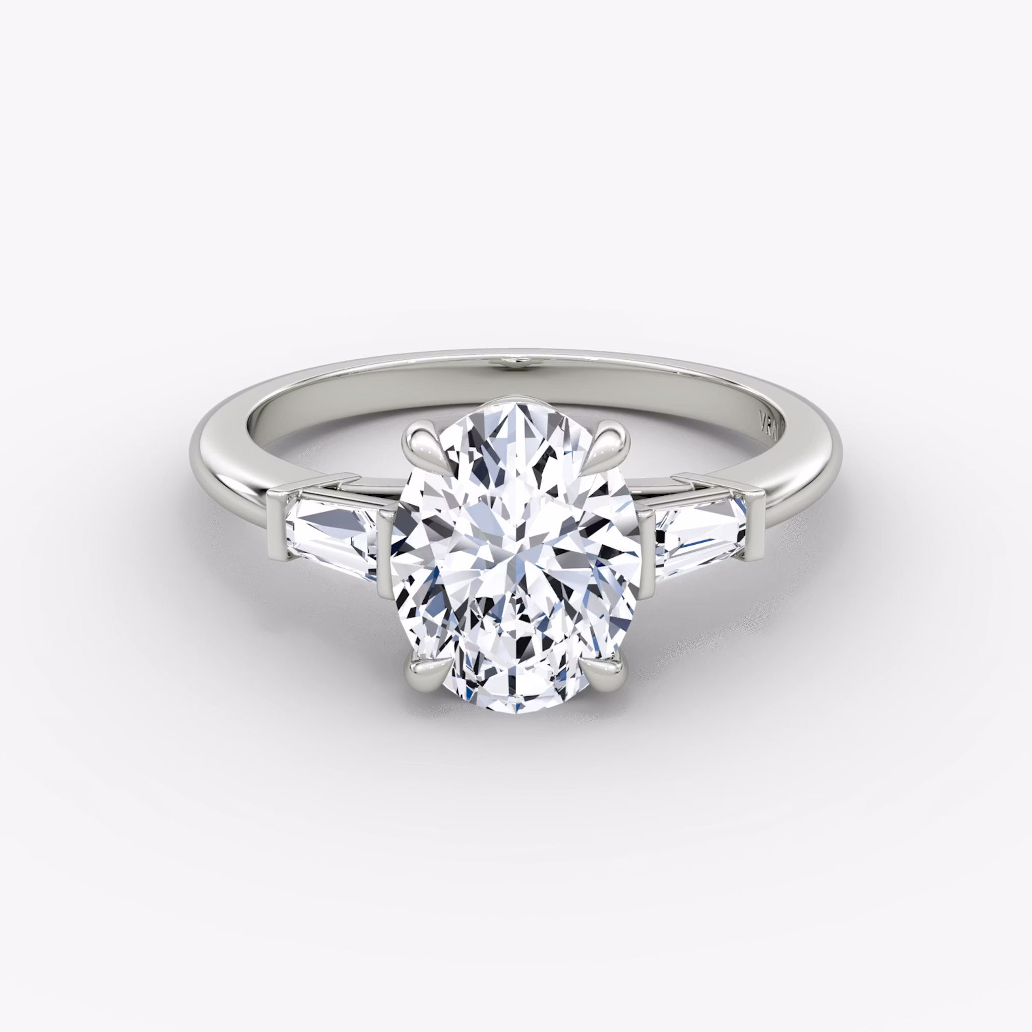 The Tapered Baguette Three Stone Oval | White Gold