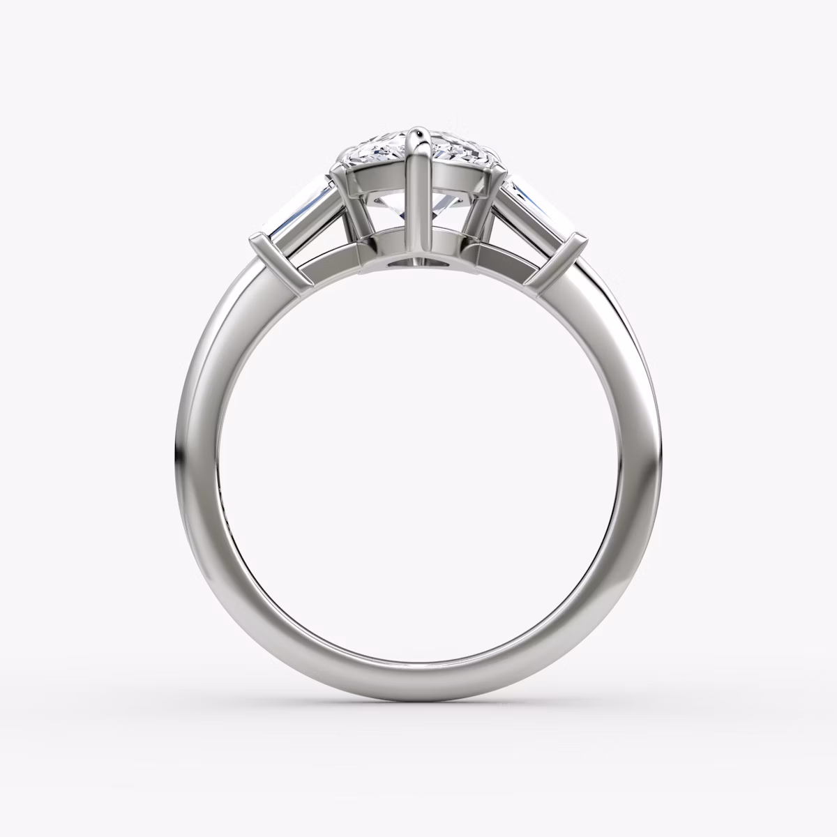 The Tapered Baguette Three Stone | Pear | 18k | White Gold | bandAccent: Plain | caratWeight: 1.0ct | excludeFromFeed: null | diamondOrientation: vertical