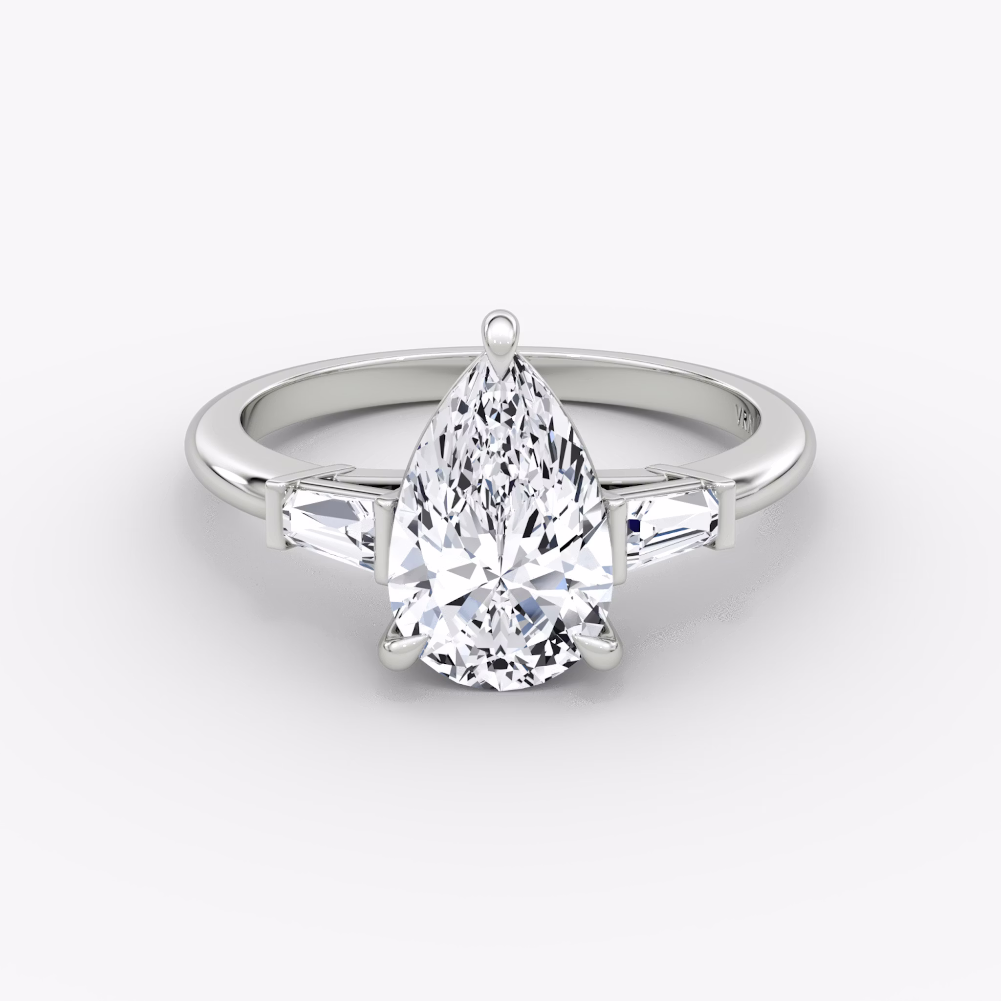 The Tapered Baguette Three Stone | Pear | 18k | White Gold | bandAccent: Plain | excludeFromFeed: null | diamondOrientation: vertical | caratWeight: other