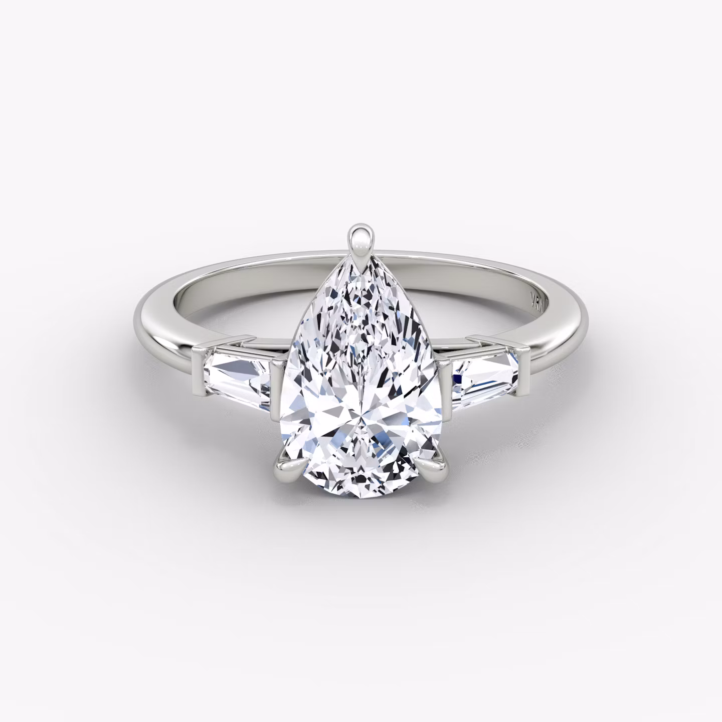 The Tapered Baguette Three Stone Pear | White Gold