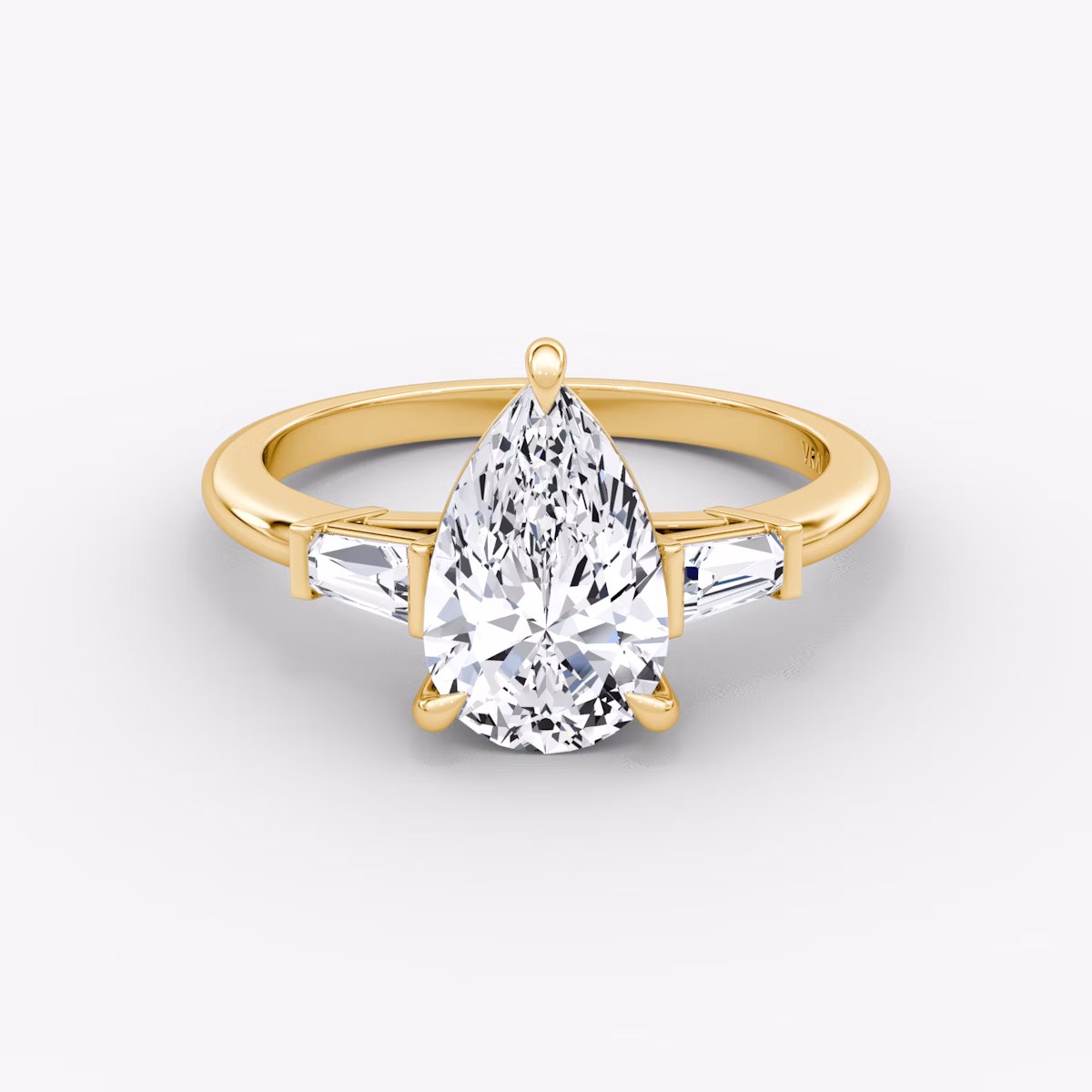 The Tapered Baguette Three Stone | Pear | 18k | Yellow Gold | bandAccent: Plain | caratWeight: 1.0ct | excludeFromFeed: null | diamondOrientation: vertical