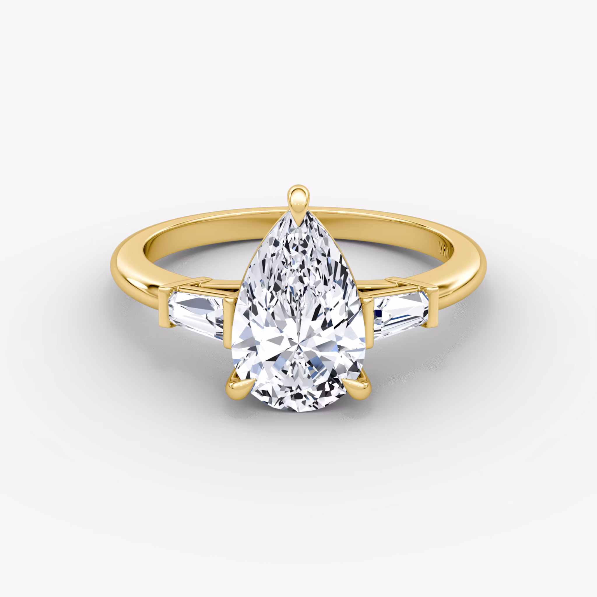 The Tapered Baguette Three Stone Pear | Yellow Gold