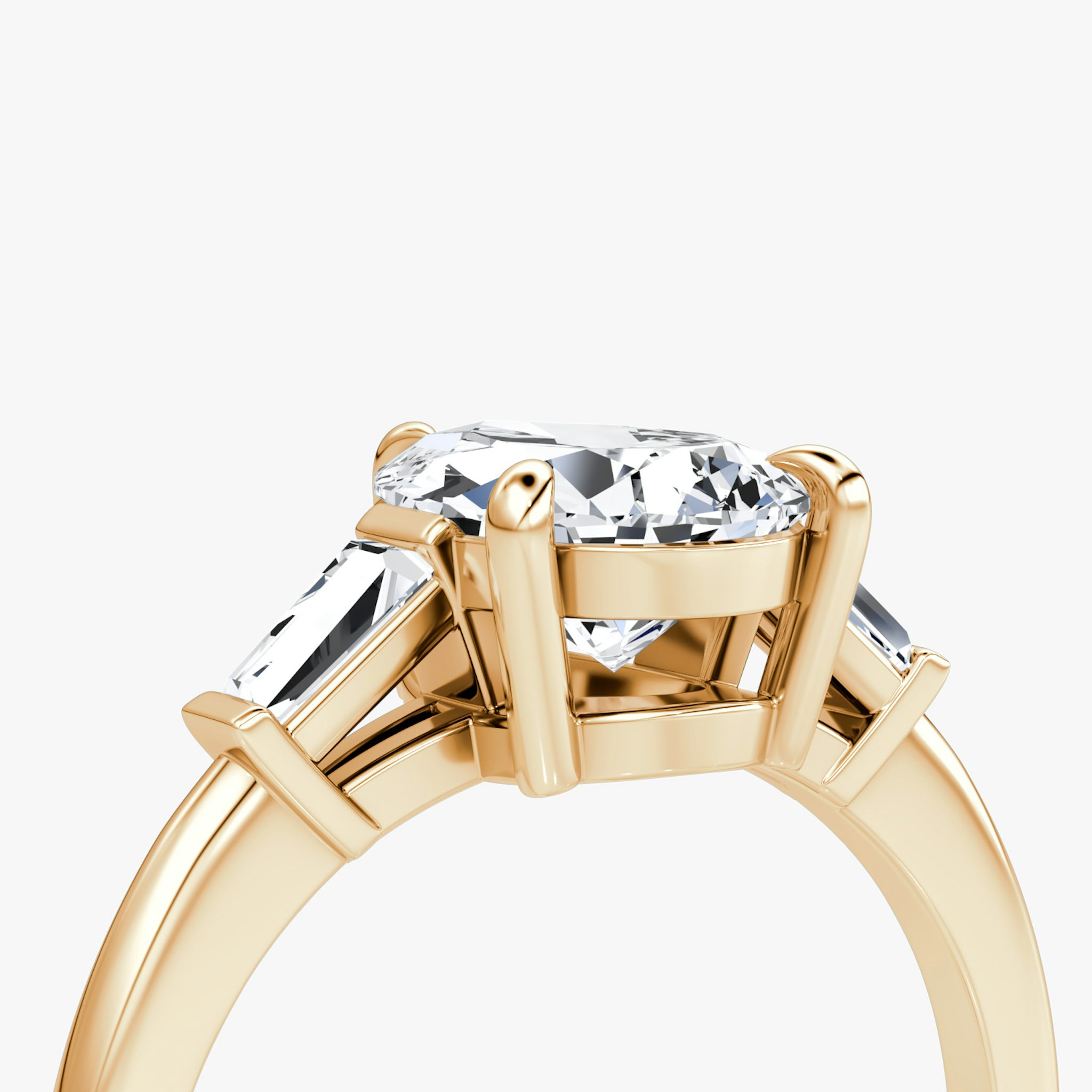 The Tapered Baguette Three Stone | Pear | 14k | Rose Gold | bandAccent: Plain | excludeFromFeed: null | diamondOrientation: vertical | caratWeight: other