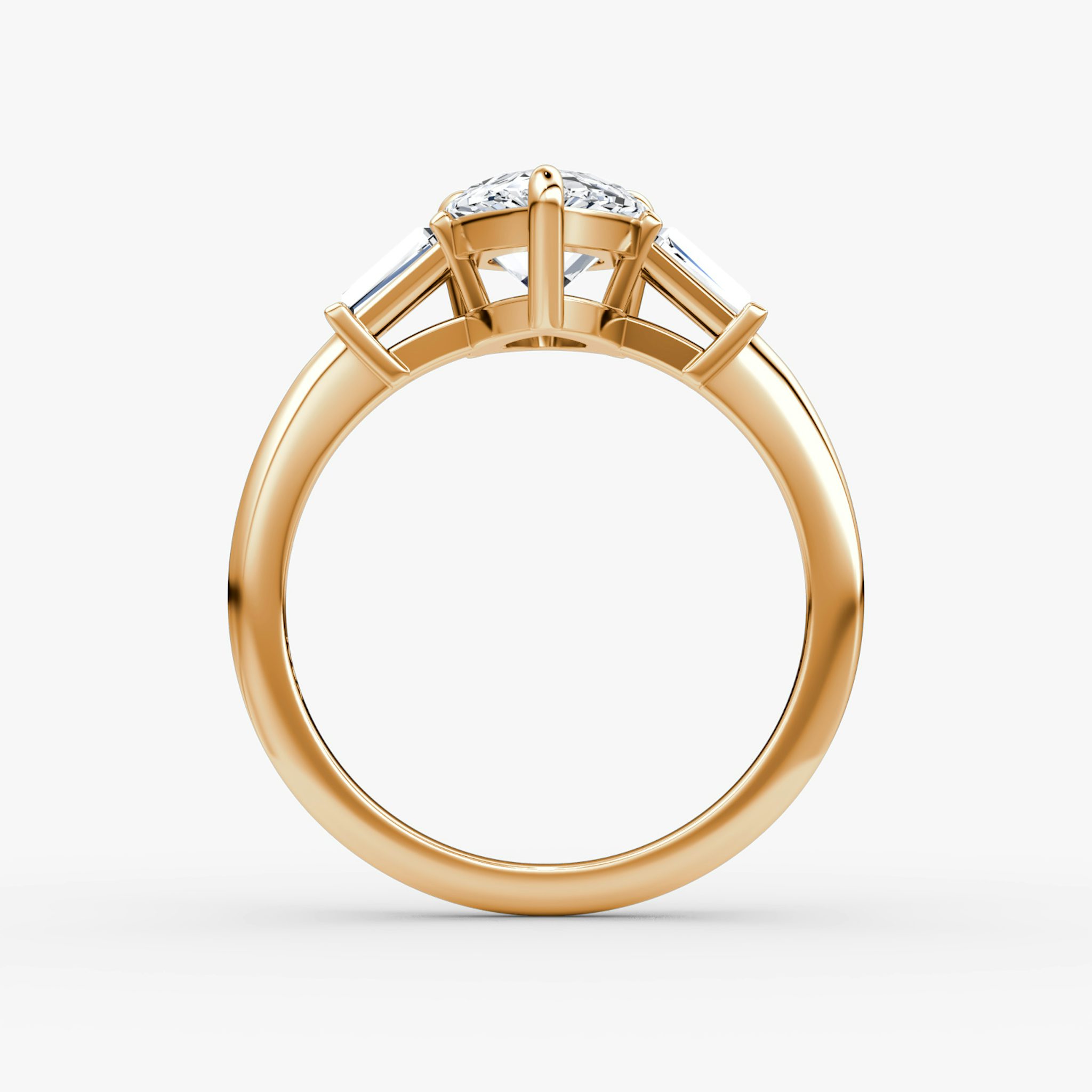 The Tapered Baguette Three Stone | Pear | 14k | Rose Gold | bandAccent: Plain | excludeFromFeed: null | diamondOrientation: vertical | caratWeight: other