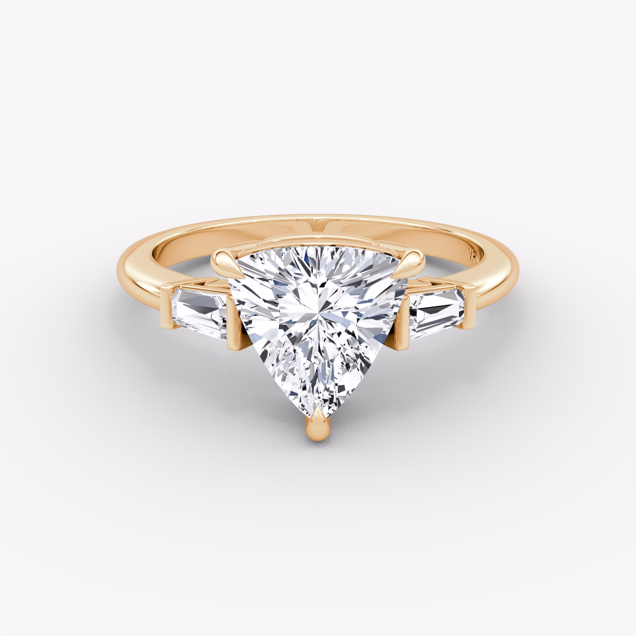 The Tapered Baguette Three Stone | Trillion | 14k | Rose Gold | bandAccent: Plain | excludeFromFeed: null | diamondOrientation: vertical | caratWeight: other