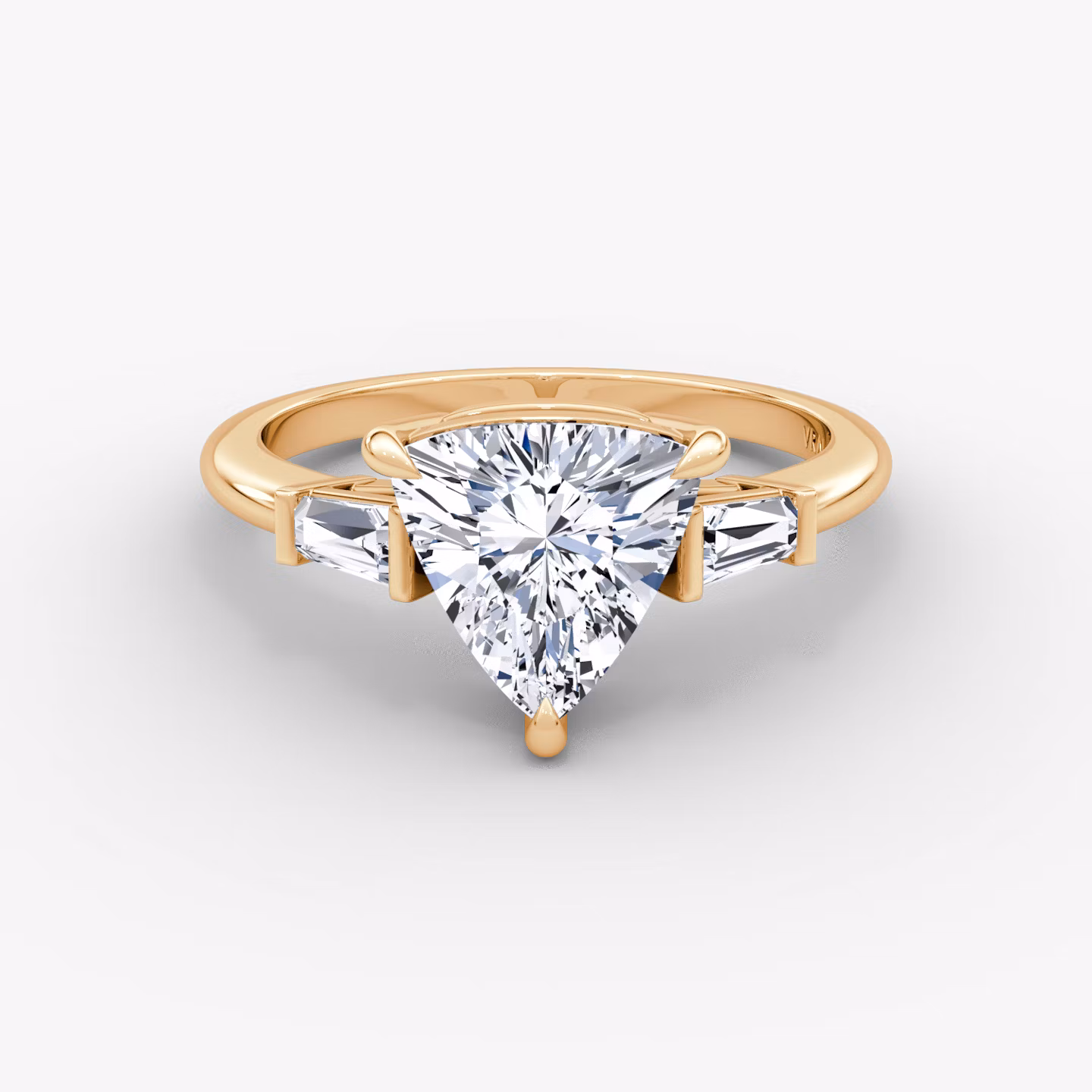 The Tapered Baguette Three Stone Trillion | Rose Gold