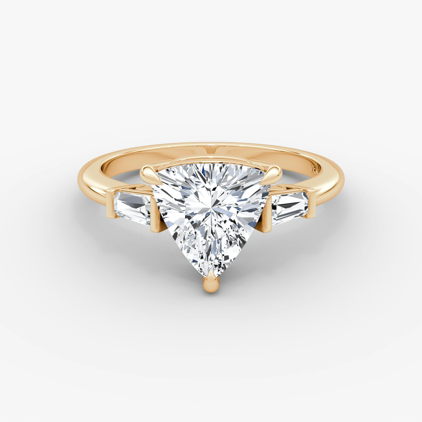 The Tapered Baguette Three Stone | Trillion | 14k | Rose Gold | bandAccent: Plain | excludeFromFeed: null | diamondOrientation: vertical | caratWeight: other