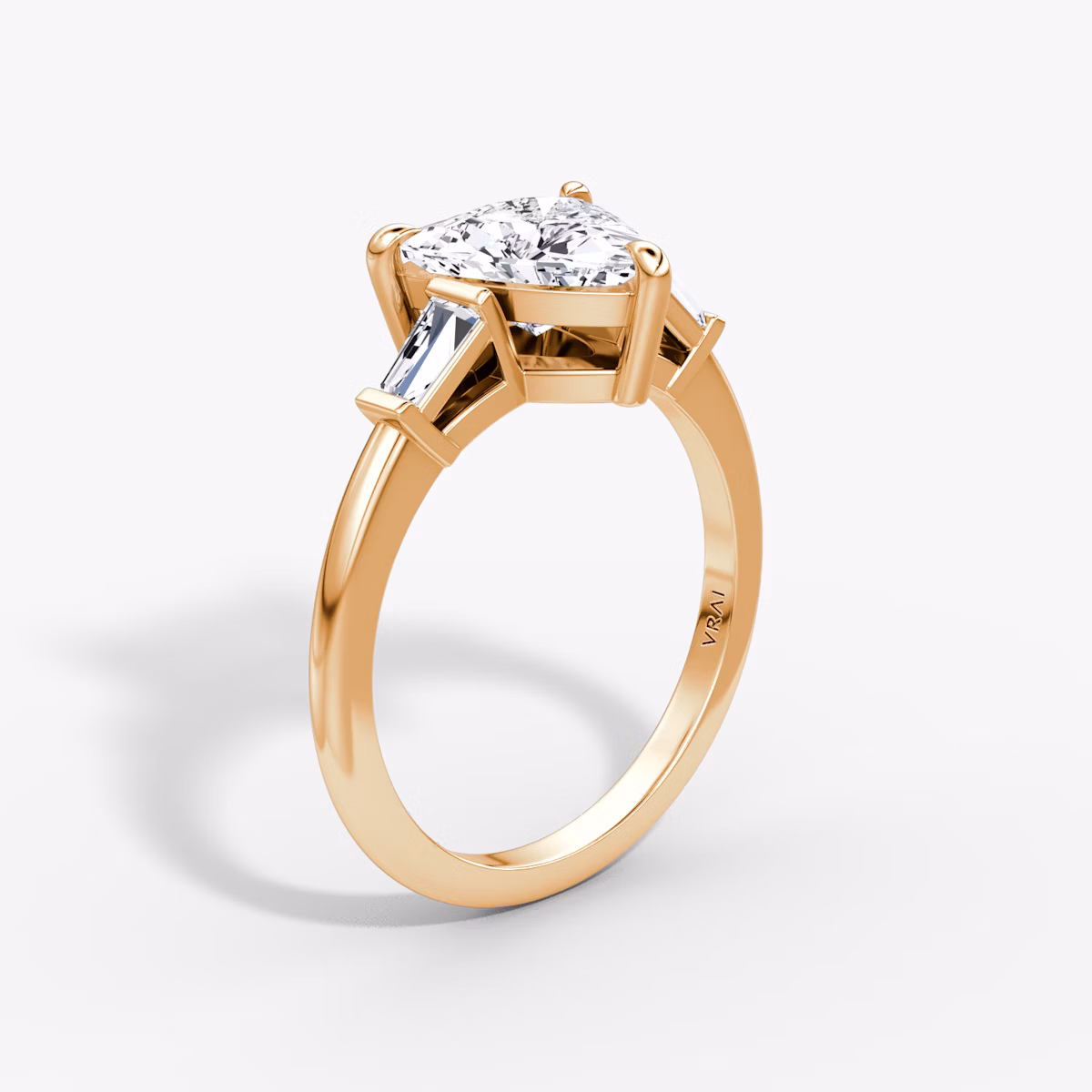 The Tapered Baguette Three Stone | Trillion | 14k | Rose Gold | bandAccent: Plain | caratWeight: 1.0ct | excludeFromFeed: null | diamondOrientation: vertical