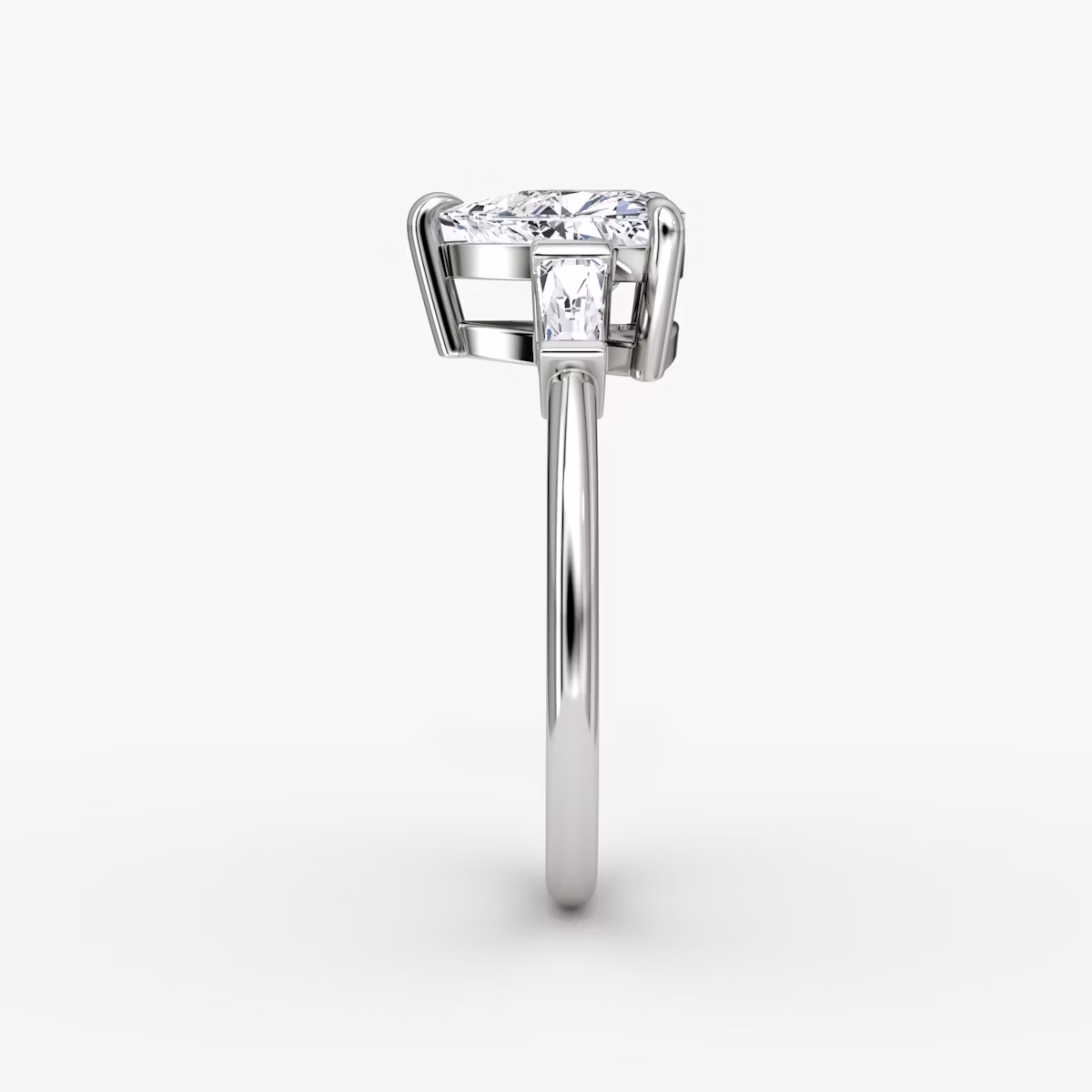 The Tapered Baguette Three Stone | Trillion | 18k | White Gold | bandAccent: Plain | caratWeight: 1.0ct | excludeFromFeed: null | diamondOrientation: vertical