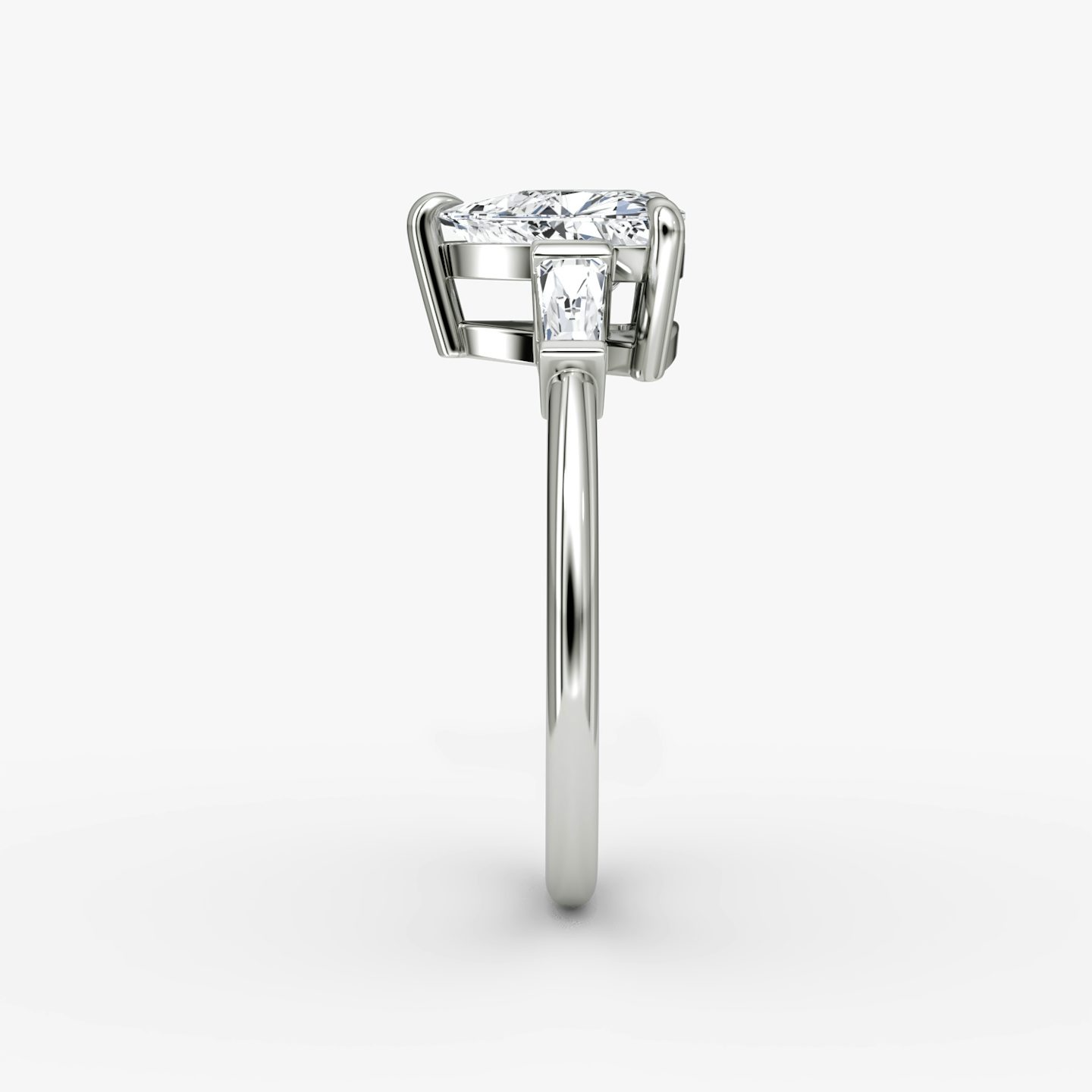 The Tapered Baguette Three Stone | Trillion | 18k | White Gold | bandAccent: Plain | excludeFromFeed: null | diamondOrientation: vertical | caratWeight: other