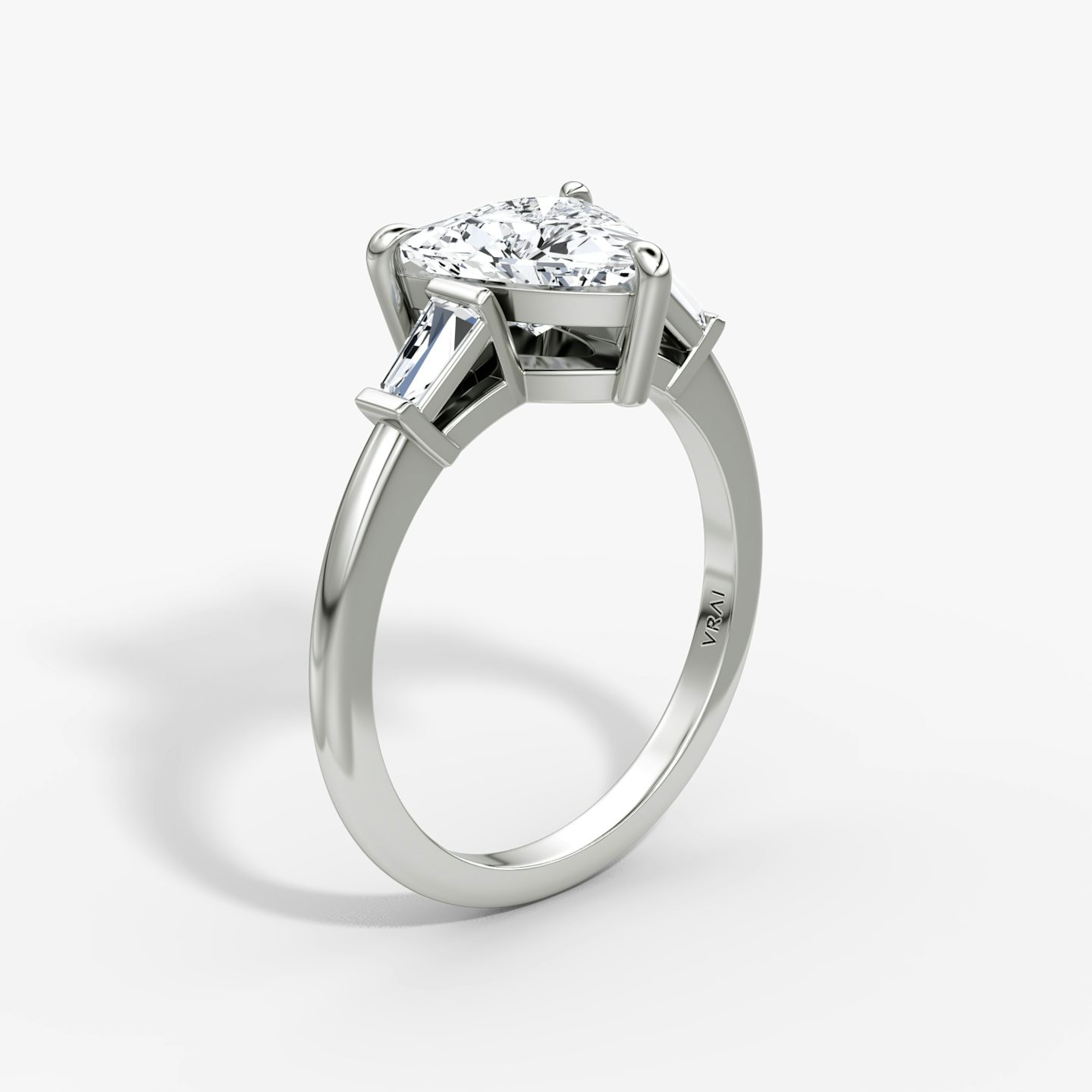 The Tapered Baguette Three Stone | Trillion | 18k | White Gold | bandAccent: Plain | excludeFromFeed: null | diamondOrientation: vertical | caratWeight: other