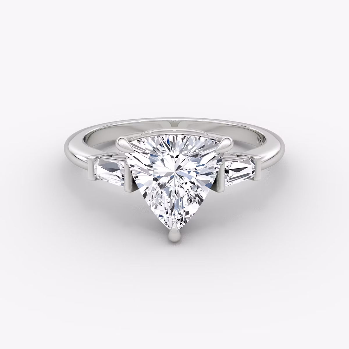 The Tapered Baguette Three Stone | Trillion | Platinum | bandAccent: Plain | caratWeight: 1.0ct | excludeFromFeed: null | diamondOrientation: vertical