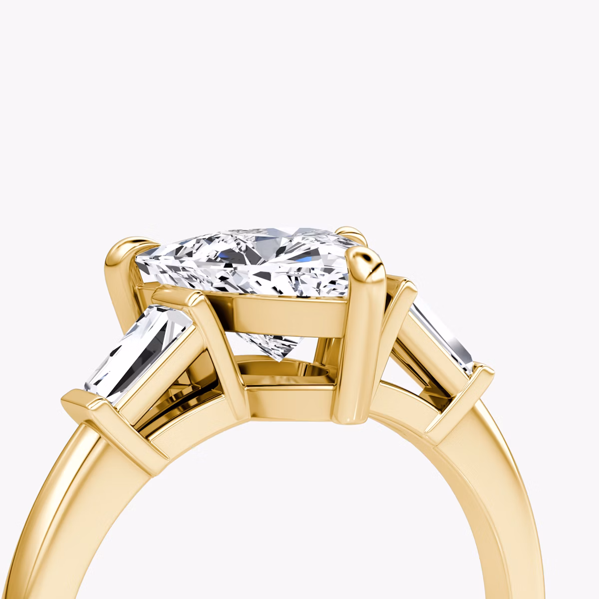 The Tapered Baguette Three Stone | Trillion | 18k | Yellow Gold | bandAccent: Plain | caratWeight: 1.0ct | excludeFromFeed: null | diamondOrientation: vertical