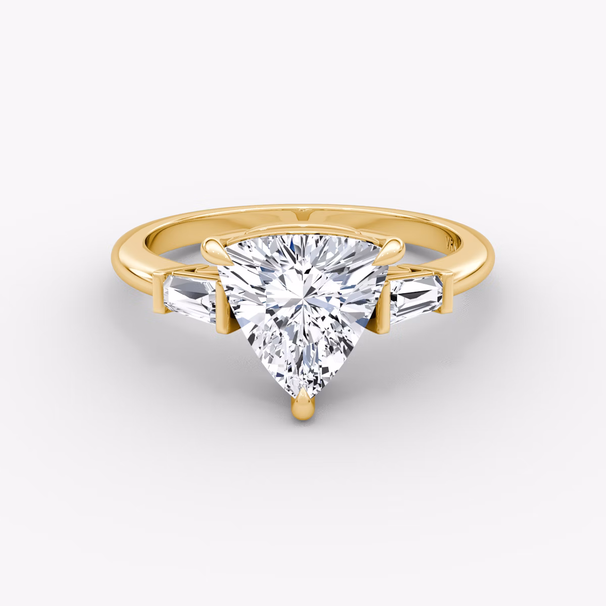 The Tapered Baguette Three Stone | Trillion | 18k | Yellow Gold | bandAccent: Plain | caratWeight: 1.0ct | excludeFromFeed: null | diamondOrientation: vertical