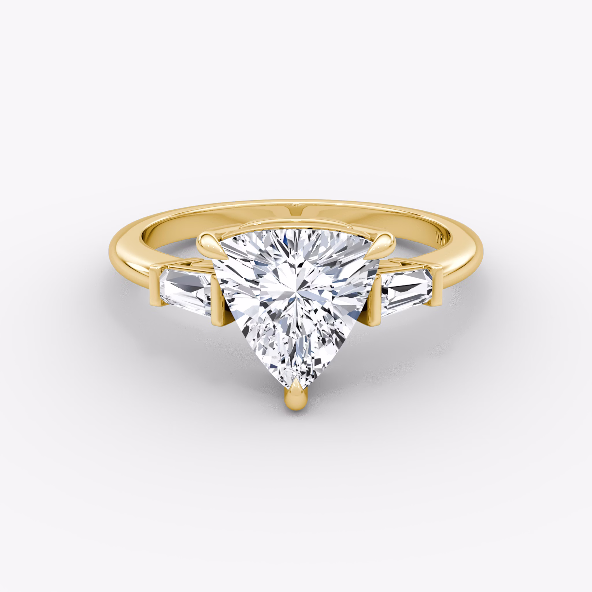 The Tapered Baguette Three Stone | Trillion | 18k | Yellow Gold | bandAccent: Plain | excludeFromFeed: null | diamondOrientation: vertical | caratWeight: other