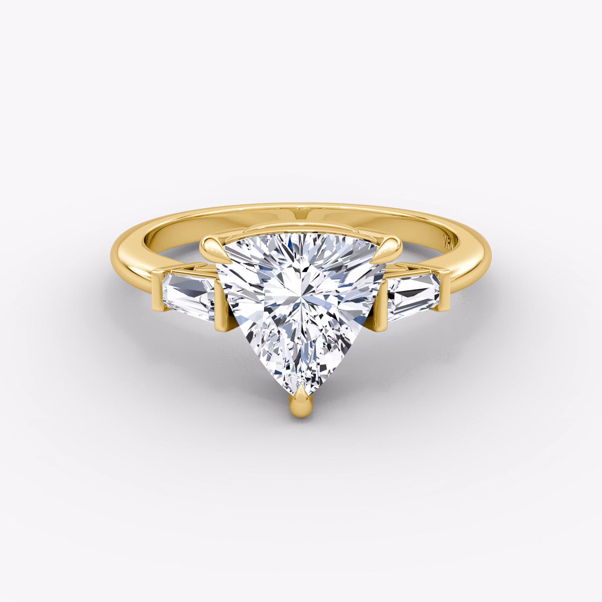The Tapered Baguette Three Stone Trillion | Yellow Gold