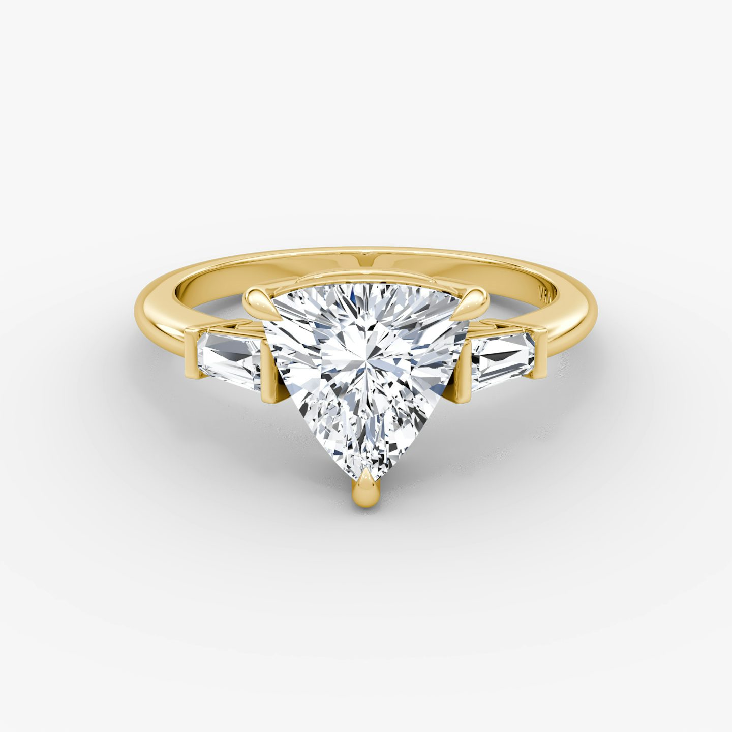 The Tapered Baguette Three Stone | Trillion | 18k | Yellow Gold | bandAccent: Plain | excludeFromFeed: null | diamondOrientation: vertical | caratWeight: other
