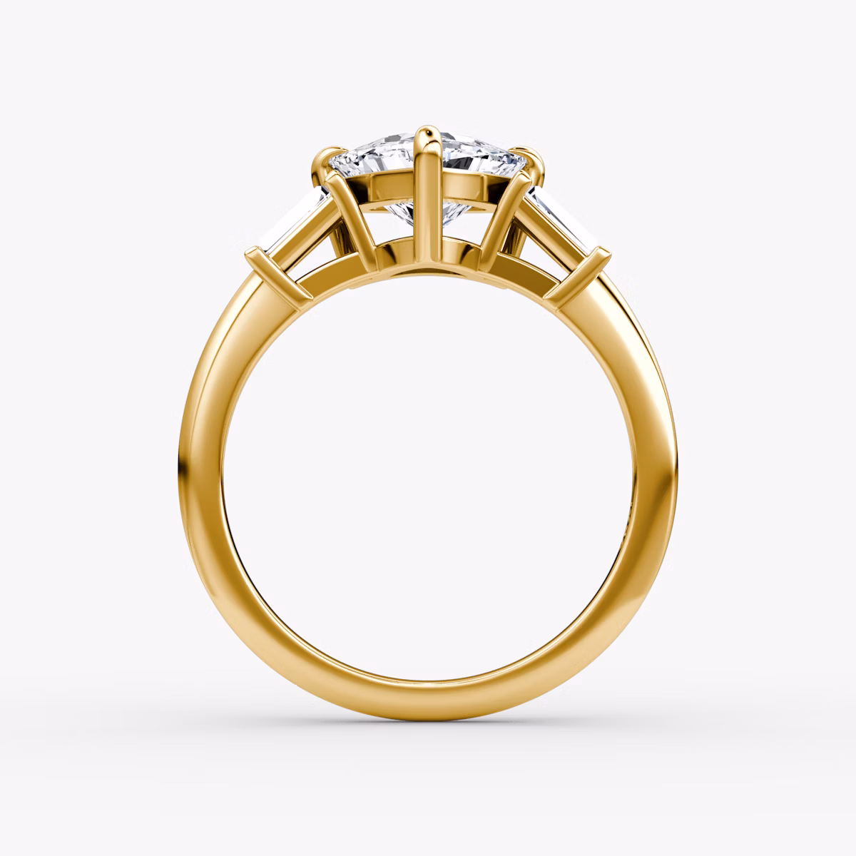 The Tapered Baguette Three Stone | Trillion | 18k | Yellow Gold | bandAccent: Plain | caratWeight: 1.0ct | excludeFromFeed: null | diamondOrientation: vertical