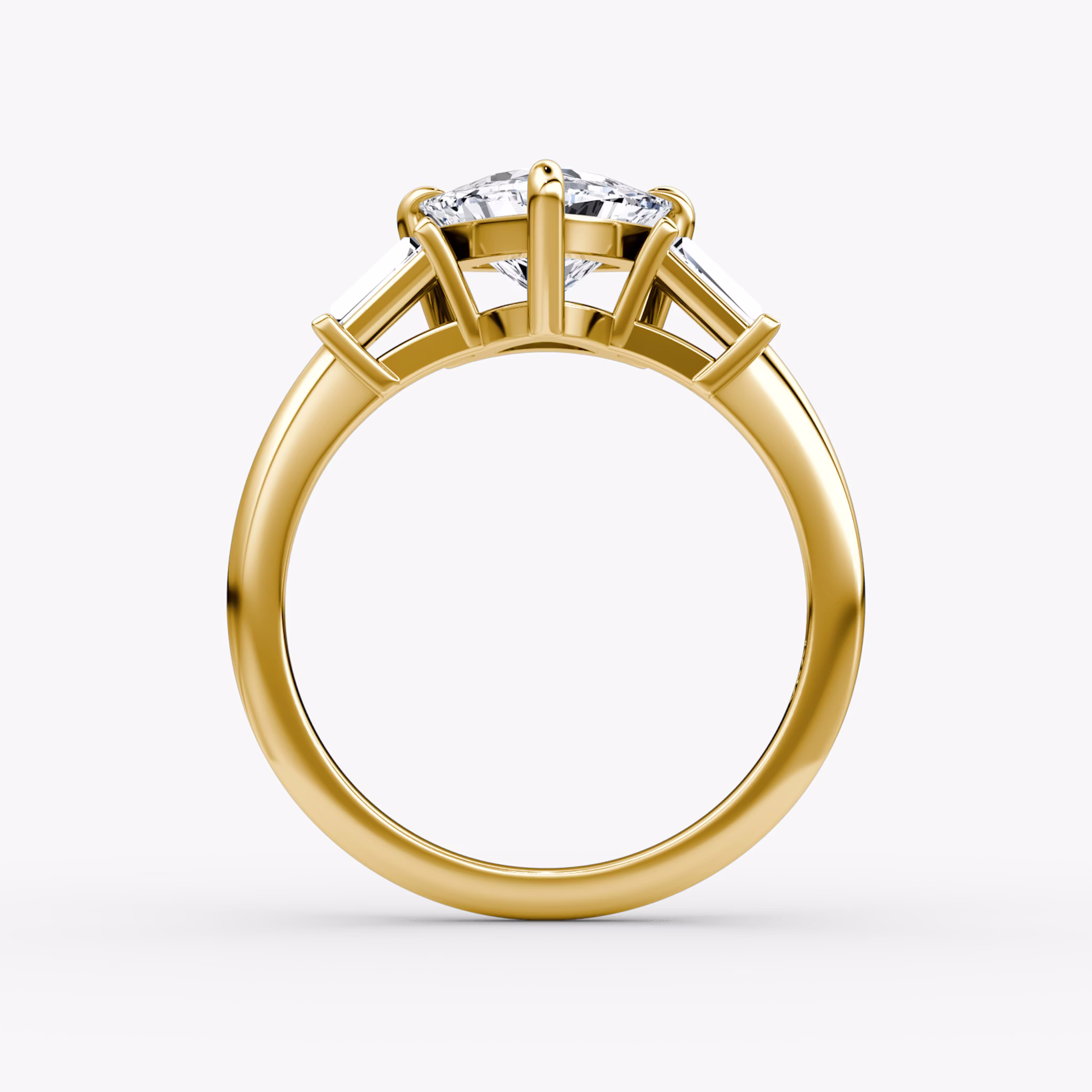 The Tapered Baguette Three Stone | Trillion | 18k | Yellow Gold | bandAccent: Plain | excludeFromFeed: null | diamondOrientation: vertical | caratWeight: other