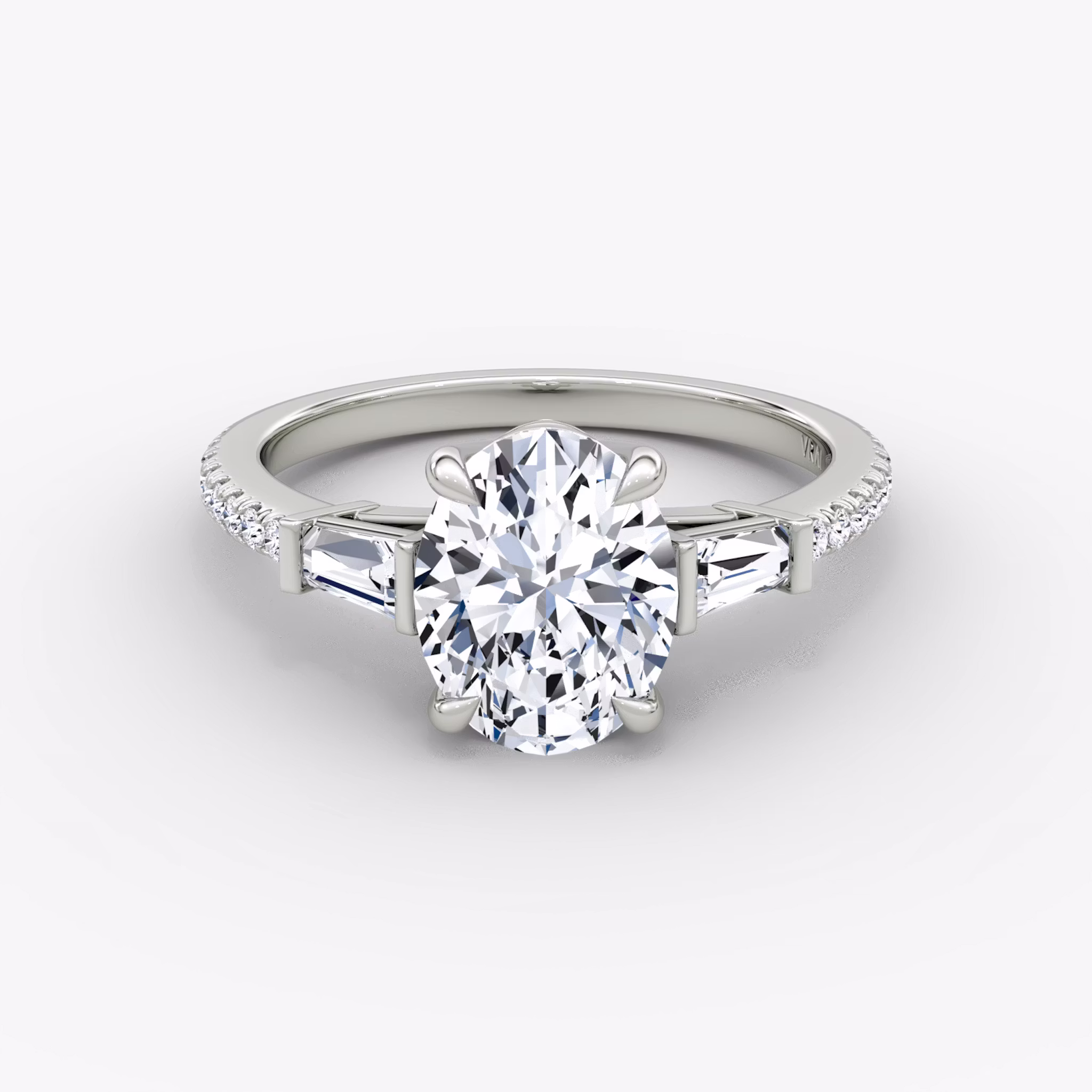 The Tapered Baguette Three Stone Oval | Platinum