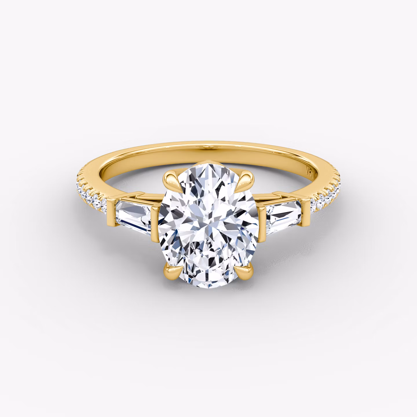 The Tapered Baguette Three Stone Oval | Yellow Gold
