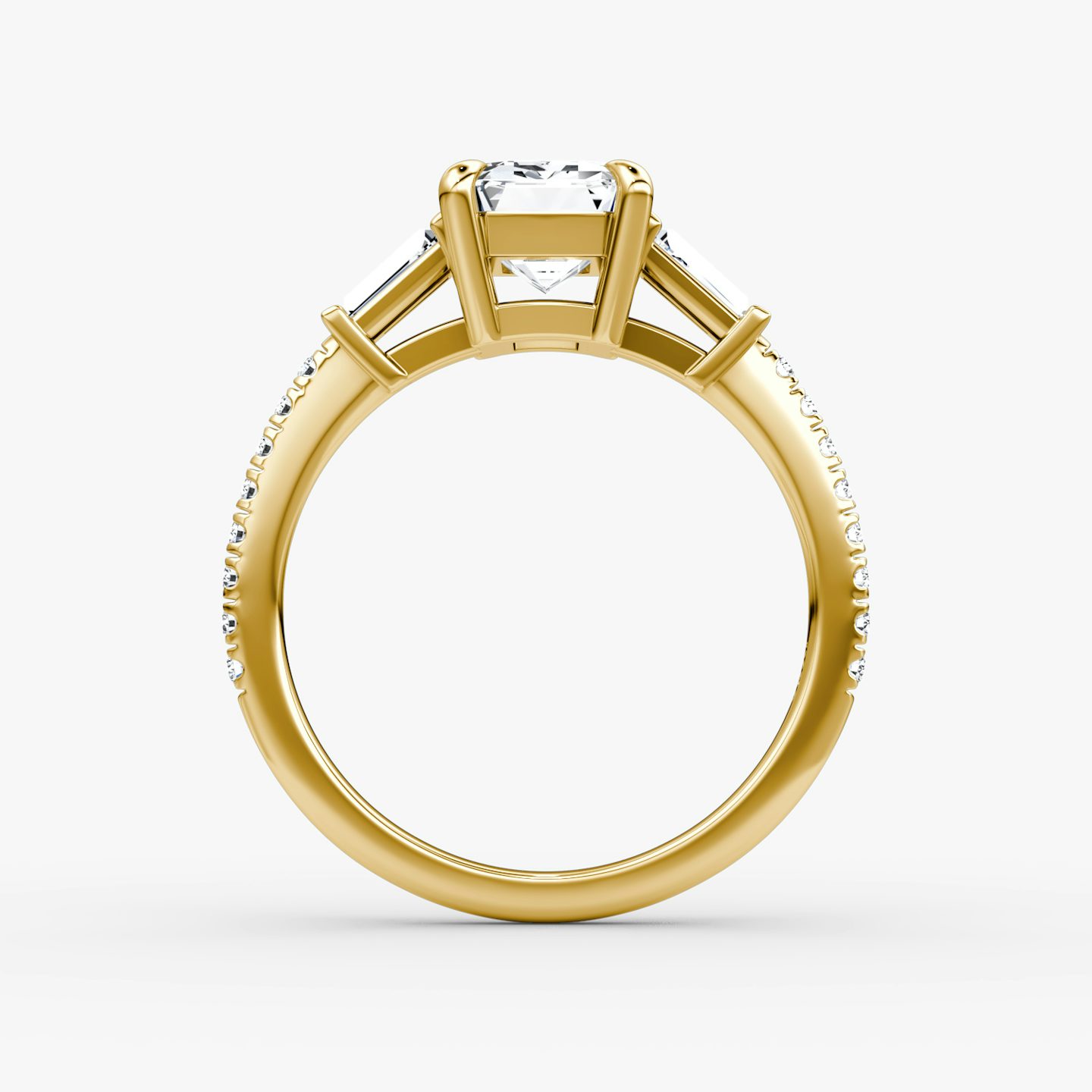 The Tapered Baguette Three Stone | Emerald | 18k | Yellow Gold | bandAccent: Pavé | excludeFromFeed: null | diamondOrientation: vertical | caratWeight: other