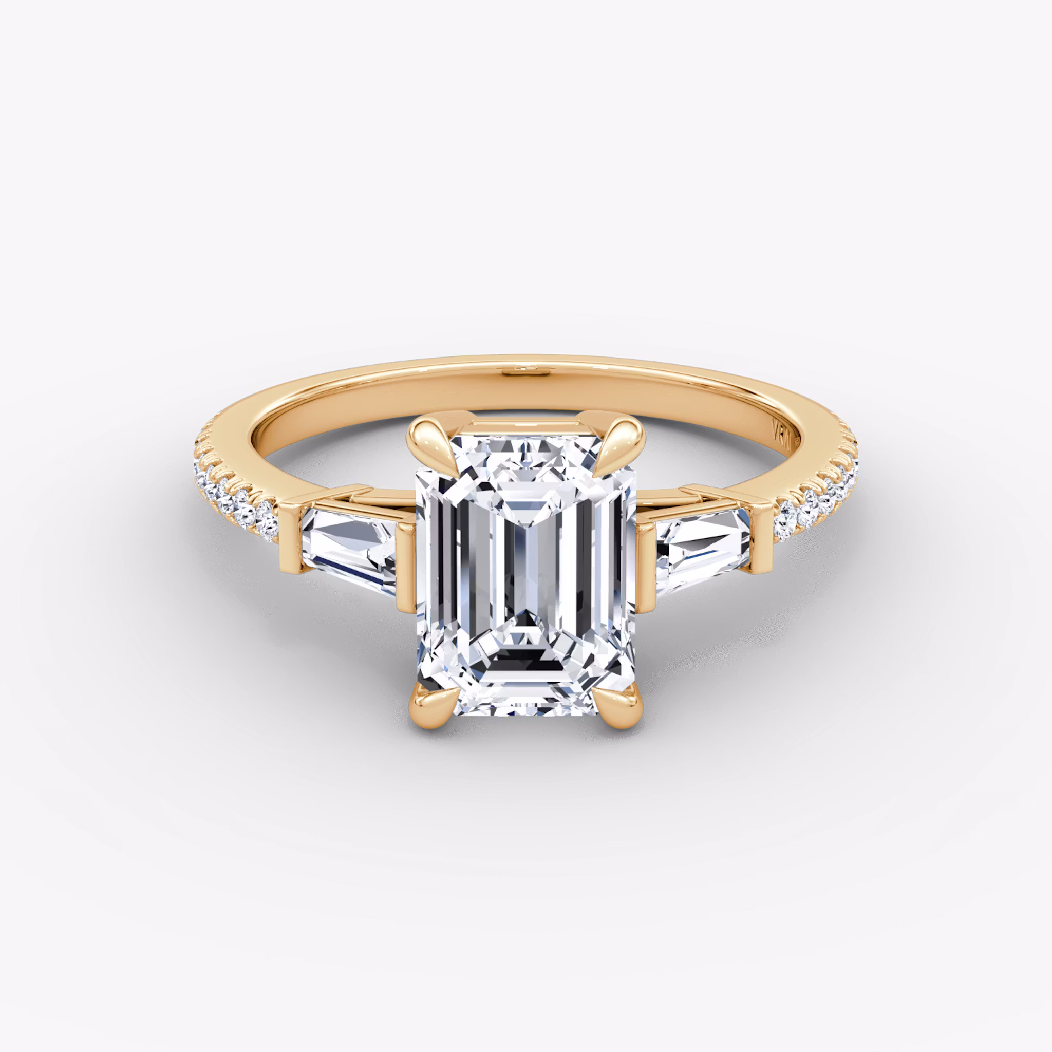 Tapered Baguette Three Stone Emerald | Rose Gold