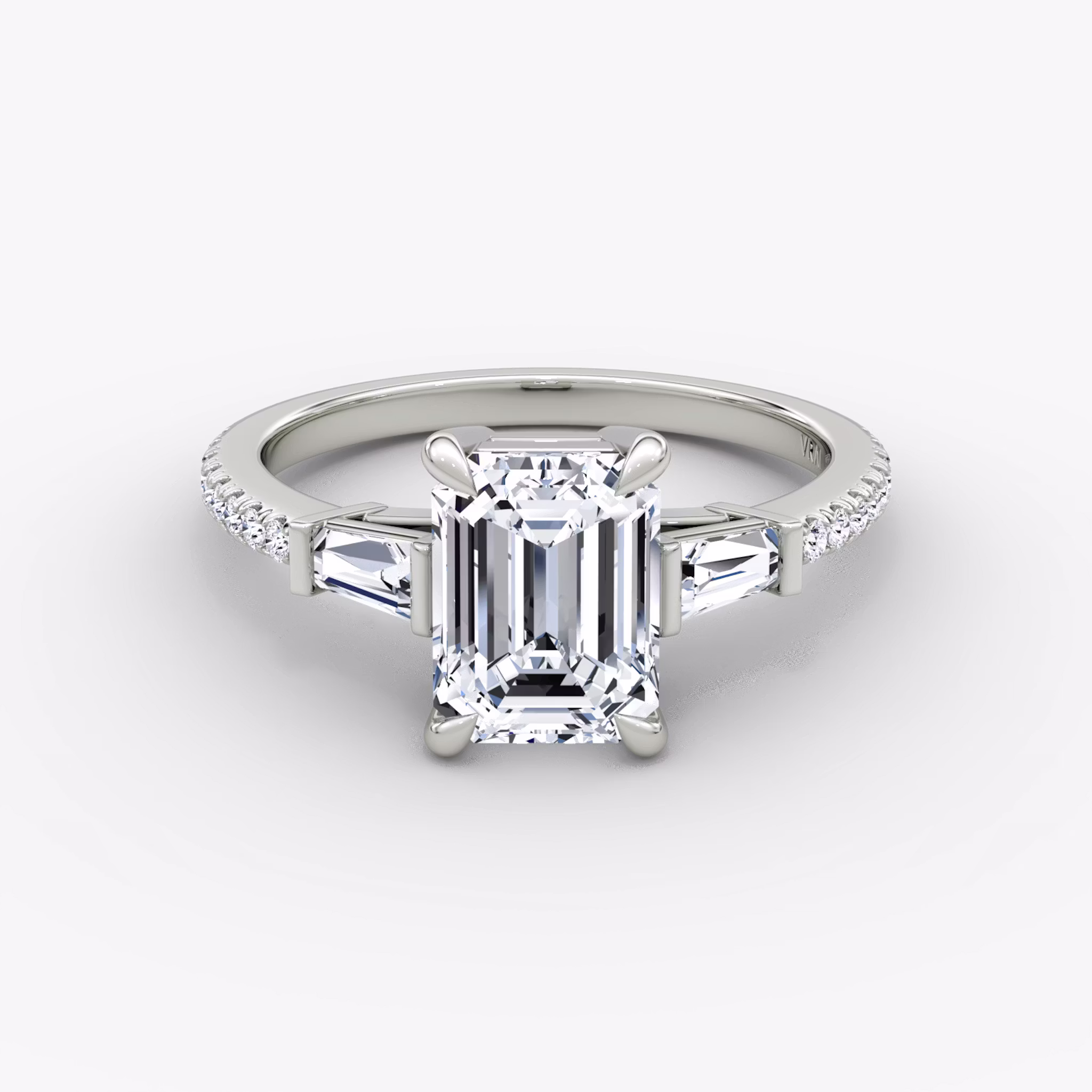 Tapered Baguette Three Stone Emerald | White Gold