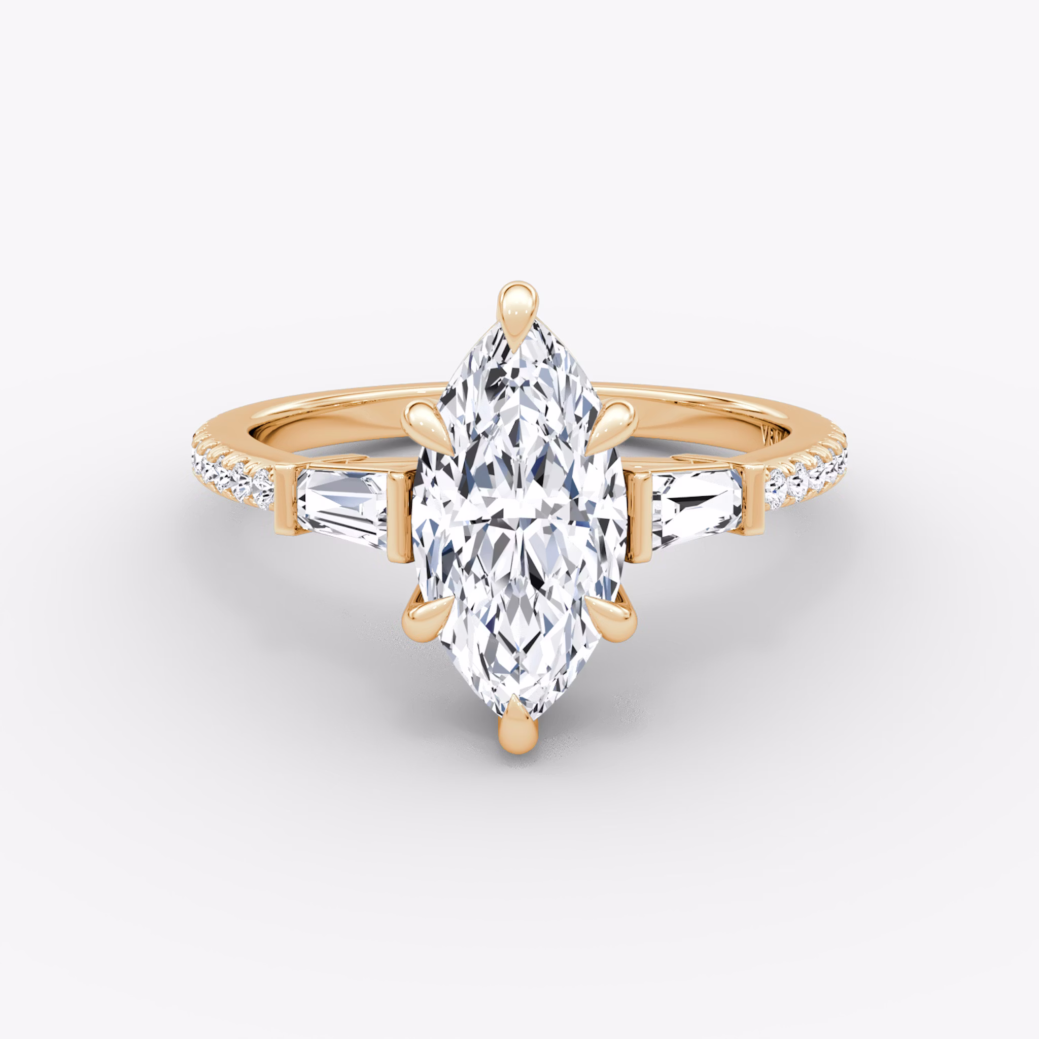 The Tapered Baguette Three Stone | Marquise | 14k | Rose Gold | bandAccent: Pavé | excludeFromFeed: null | diamondOrientation: vertical | caratWeight: other