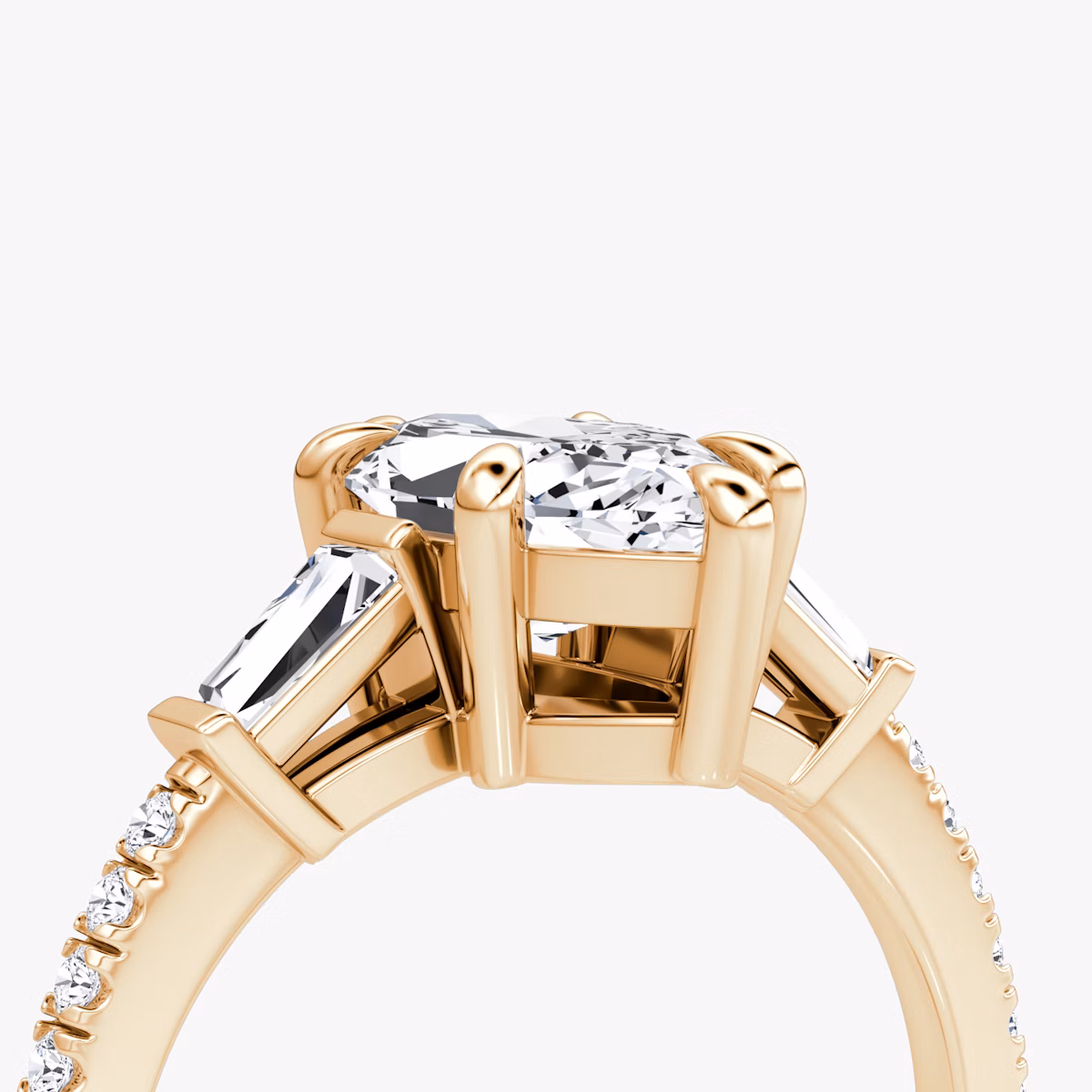The Tapered Baguette Three Stone | Marquise | 14k | Rose Gold | bandAccent: Pavé | caratWeight: 1.0ct | excludeFromFeed: null | diamondOrientation: vertical