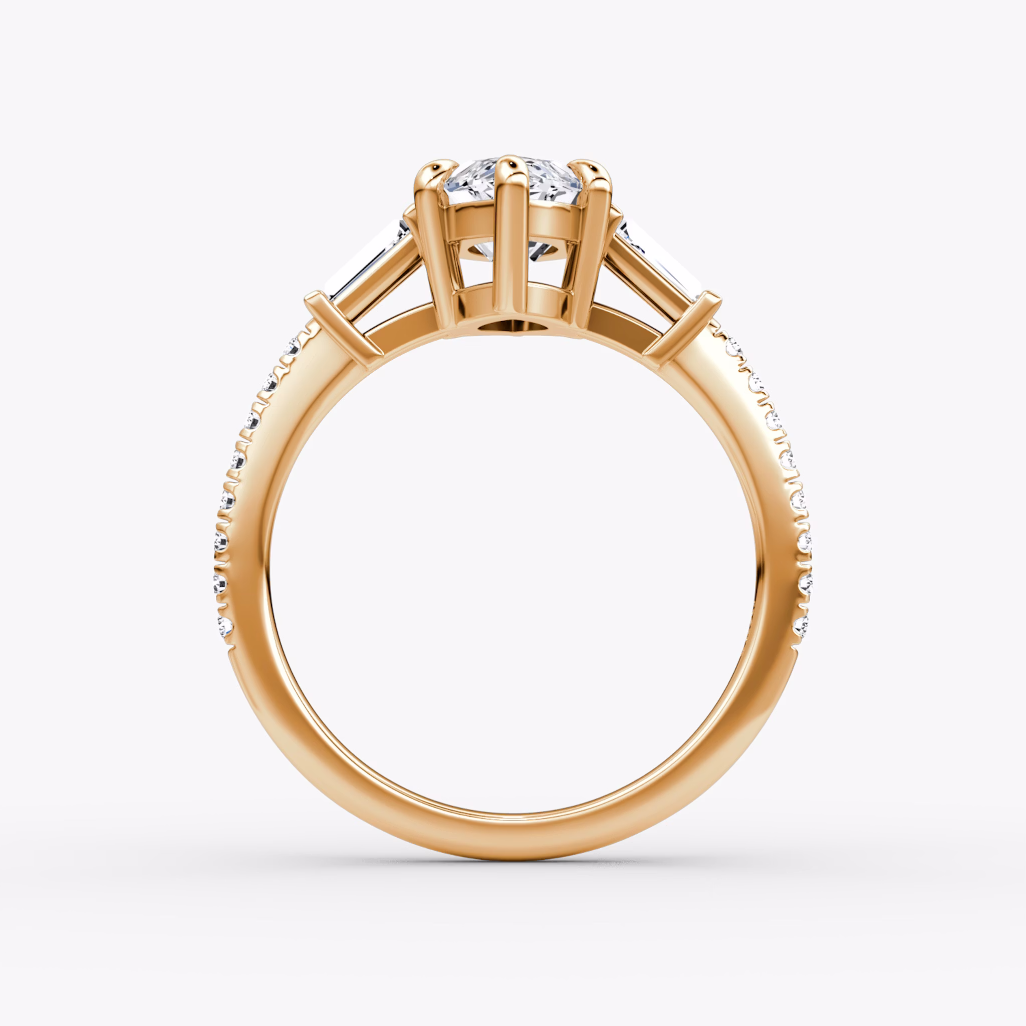 The Tapered Baguette Three Stone | Marquise | 14k | Rose Gold | bandAccent: Pavé | excludeFromFeed: null | diamondOrientation: vertical | caratWeight: other