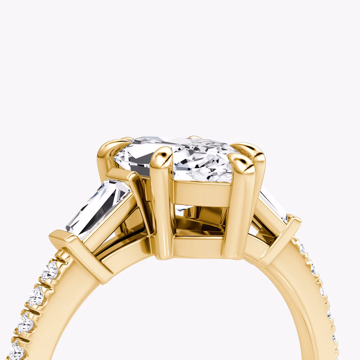 The Tapered Baguette Three Stone | Marquise | 18k | Yellow Gold | bandAccent: Pavé | caratWeight: 1.0ct | excludeFromFeed: null | diamondOrientation: vertical