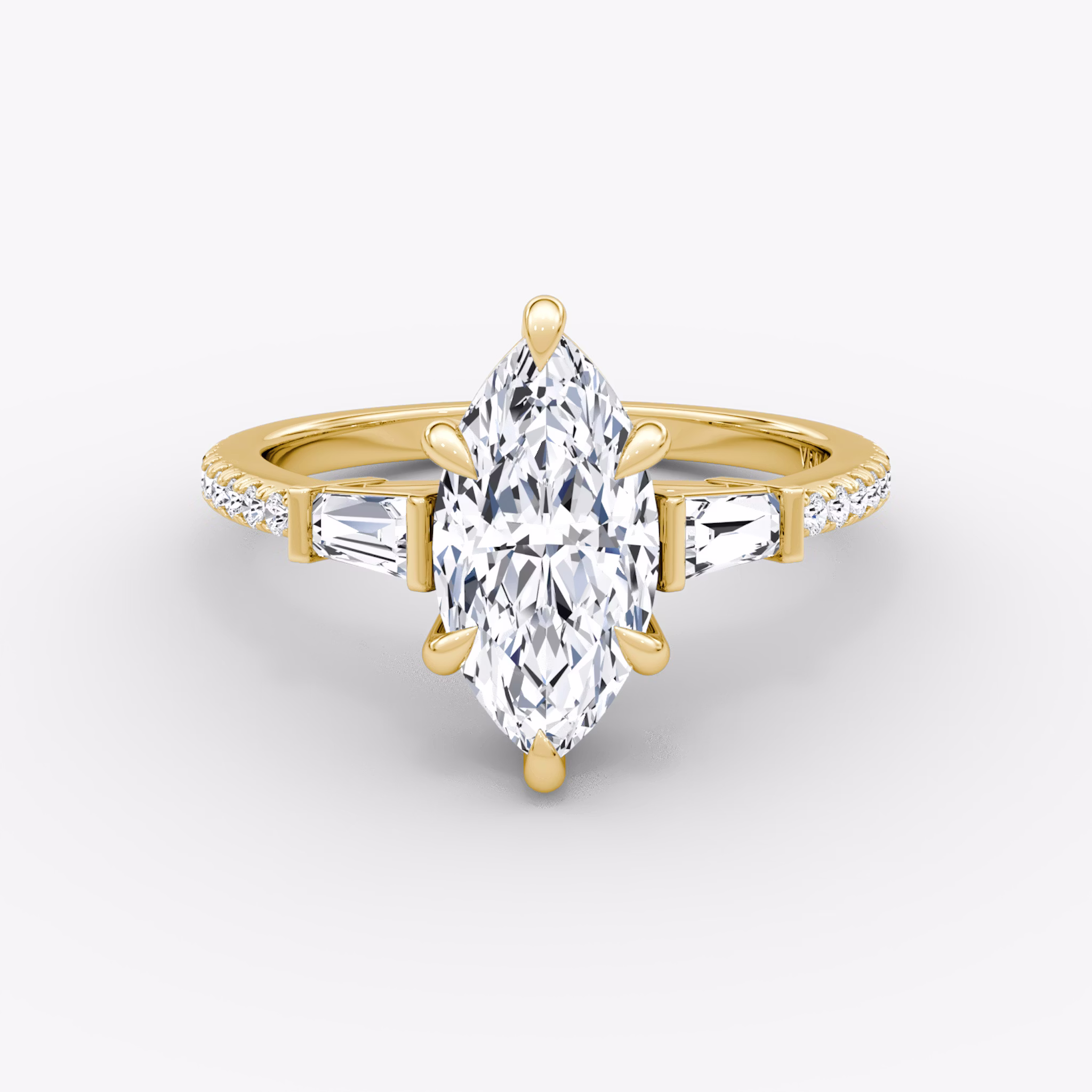 The Tapered Baguette Three Stone | Marquise | 18k | Yellow Gold | bandAccent: Pavé | excludeFromFeed: null | diamondOrientation: vertical | caratWeight: other