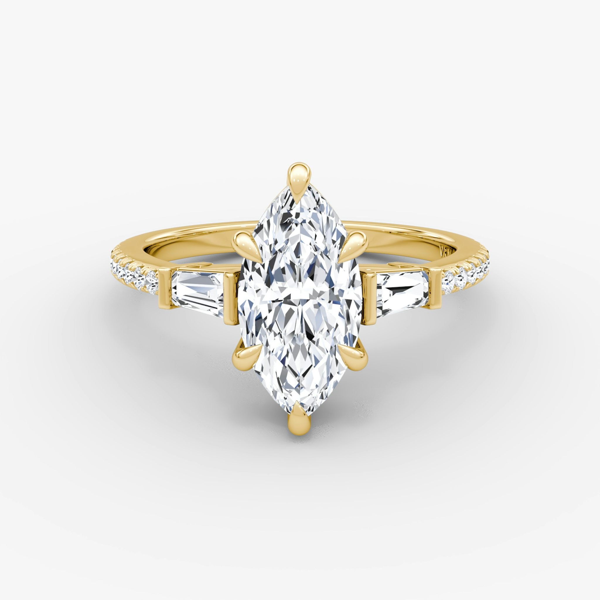The Tapered Baguette Three Stone | Marquise | 18k | Yellow Gold | bandAccent: Pavé | excludeFromFeed: null | diamondOrientation: vertical | caratWeight: other