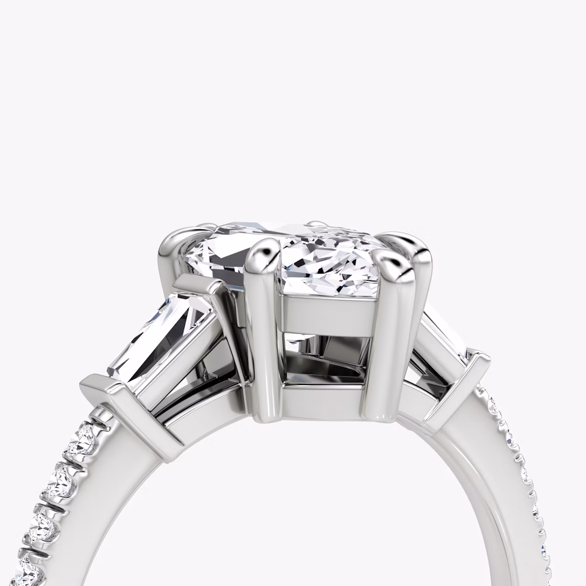 The Tapered Baguette Three Stone | Marquise | Platinum | bandAccent: Pavé | caratWeight: 1.0ct | excludeFromFeed: null | diamondOrientation: vertical