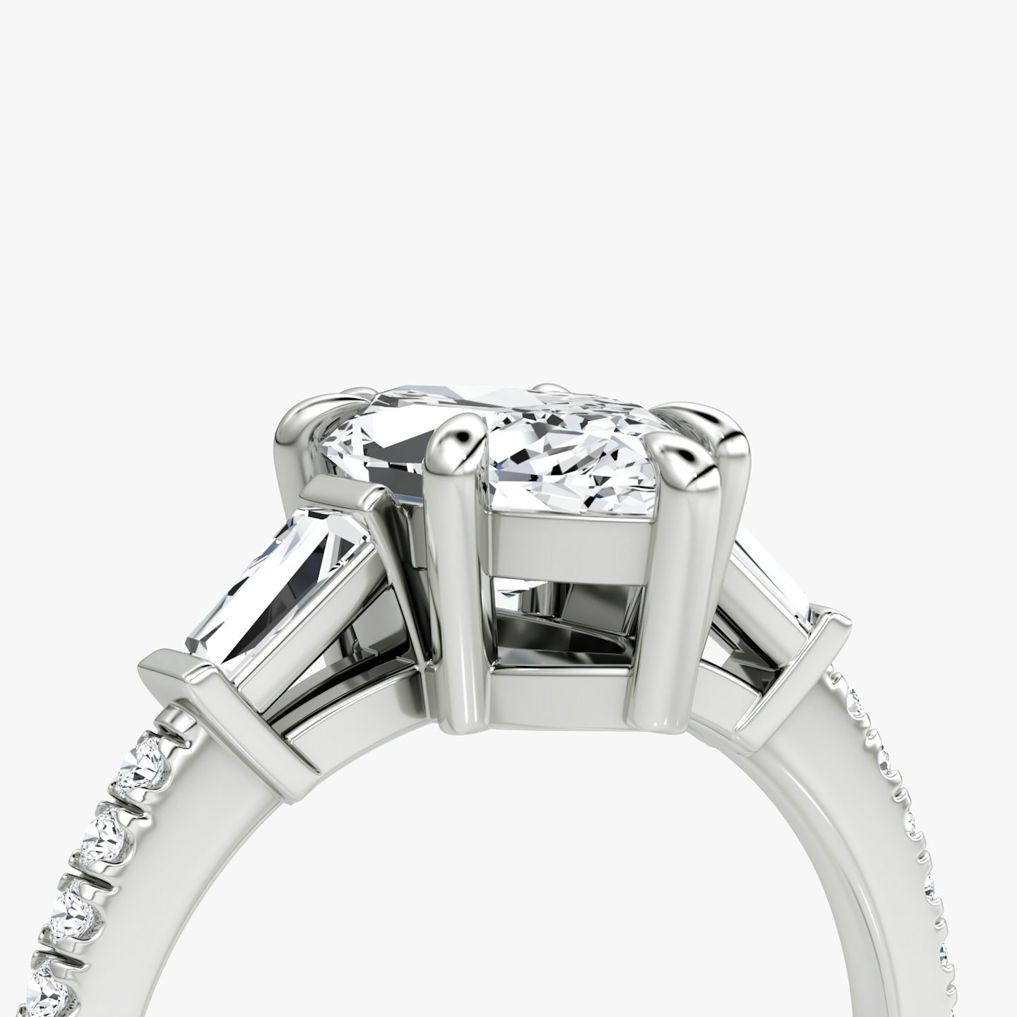 The Tapered Baguette Three Stone | Marquise | Platinum | bandAccent: Pavé | excludeFromFeed: null | diamondOrientation: vertical | caratWeight: other