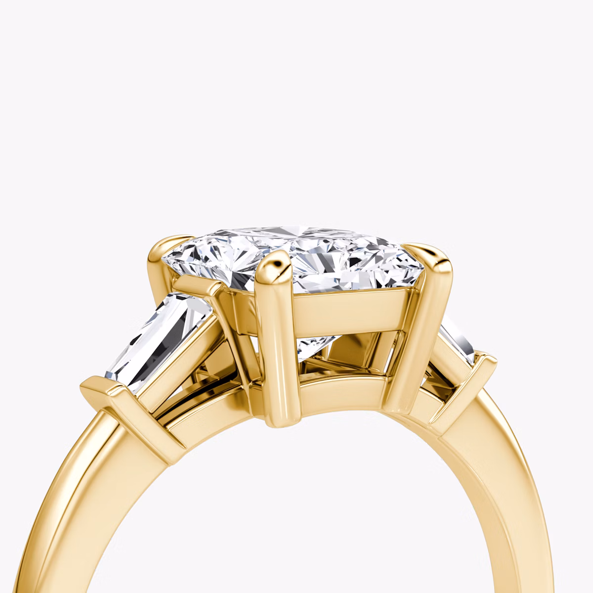 The Tapered Baguette Three Stone | Radiant | 18k | Yellow Gold | bandAccent: Plain | caratWeight: 1.0ct | excludeFromFeed: null | diamondOrientation: vertical
