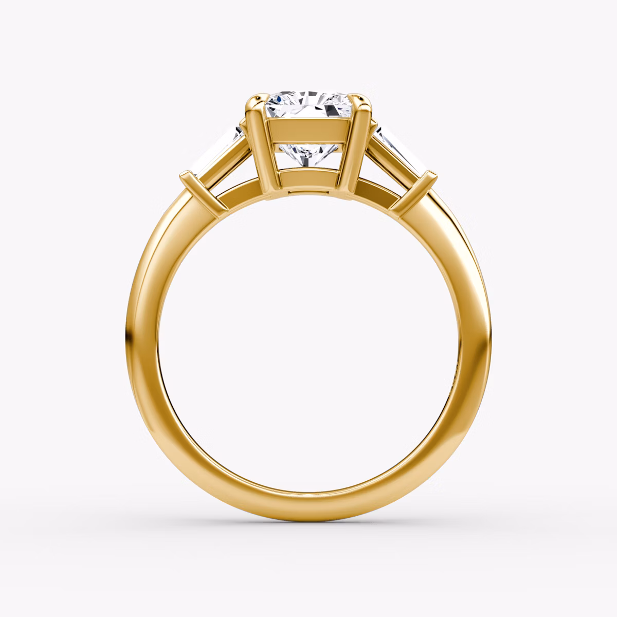 The Tapered Baguette Three Stone | Radiant | 18k | Yellow Gold | bandAccent: Plain | caratWeight: 1.0ct | excludeFromFeed: null | diamondOrientation: vertical